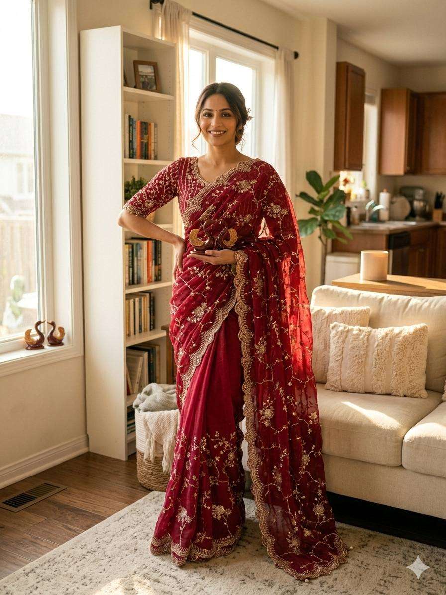 soft fancy and classic Chiffon fabric saree party wear saree...