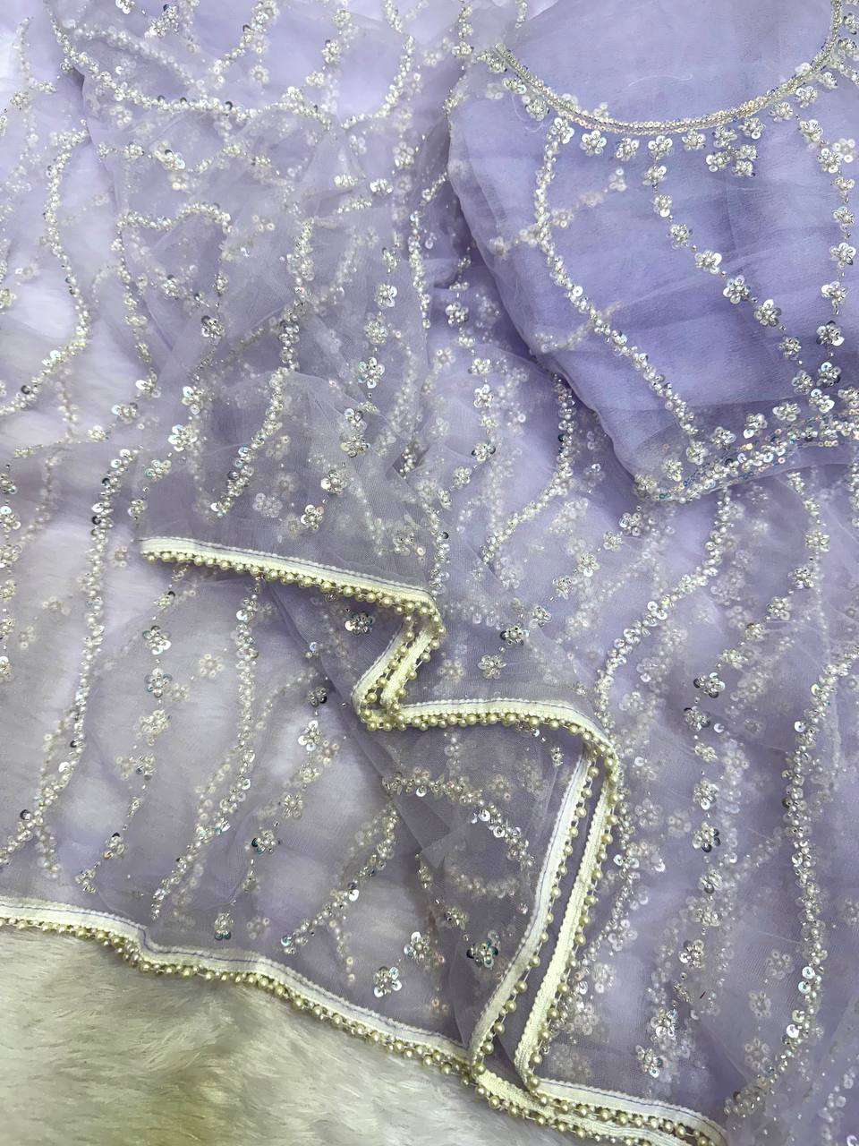 Soft net fabric with Beautiful and Embroidery Work on party ...