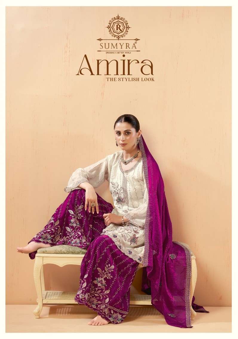 SUMYRA AMIRA FENDY WITH EMBROIDERY SHARARA SUIT UNSTITCH SET WEDDING ONLINE BUY