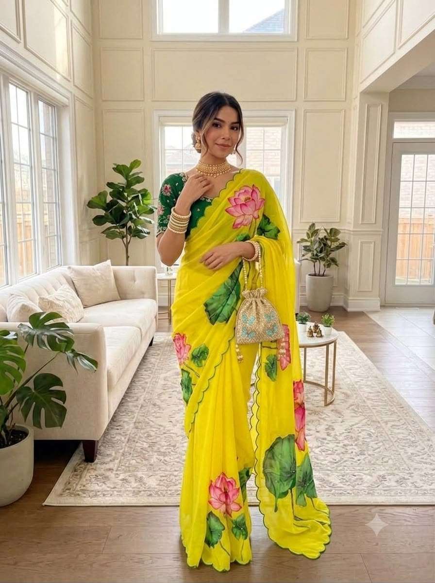 SUPER SOFT FLOWER PRINT GEORGEETE FABRIC SAREE WHOLESALE IN SURAT MP 815
