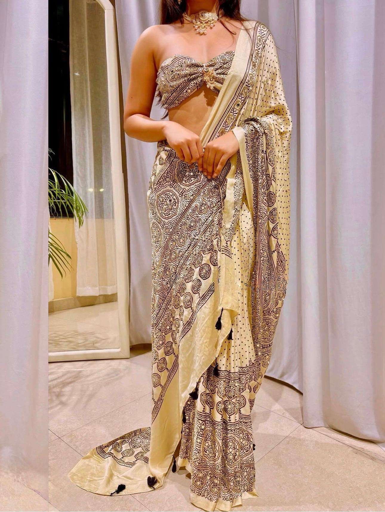 super soft modal silk fancy fabric saree with mirror work on saree wholesale in surat 