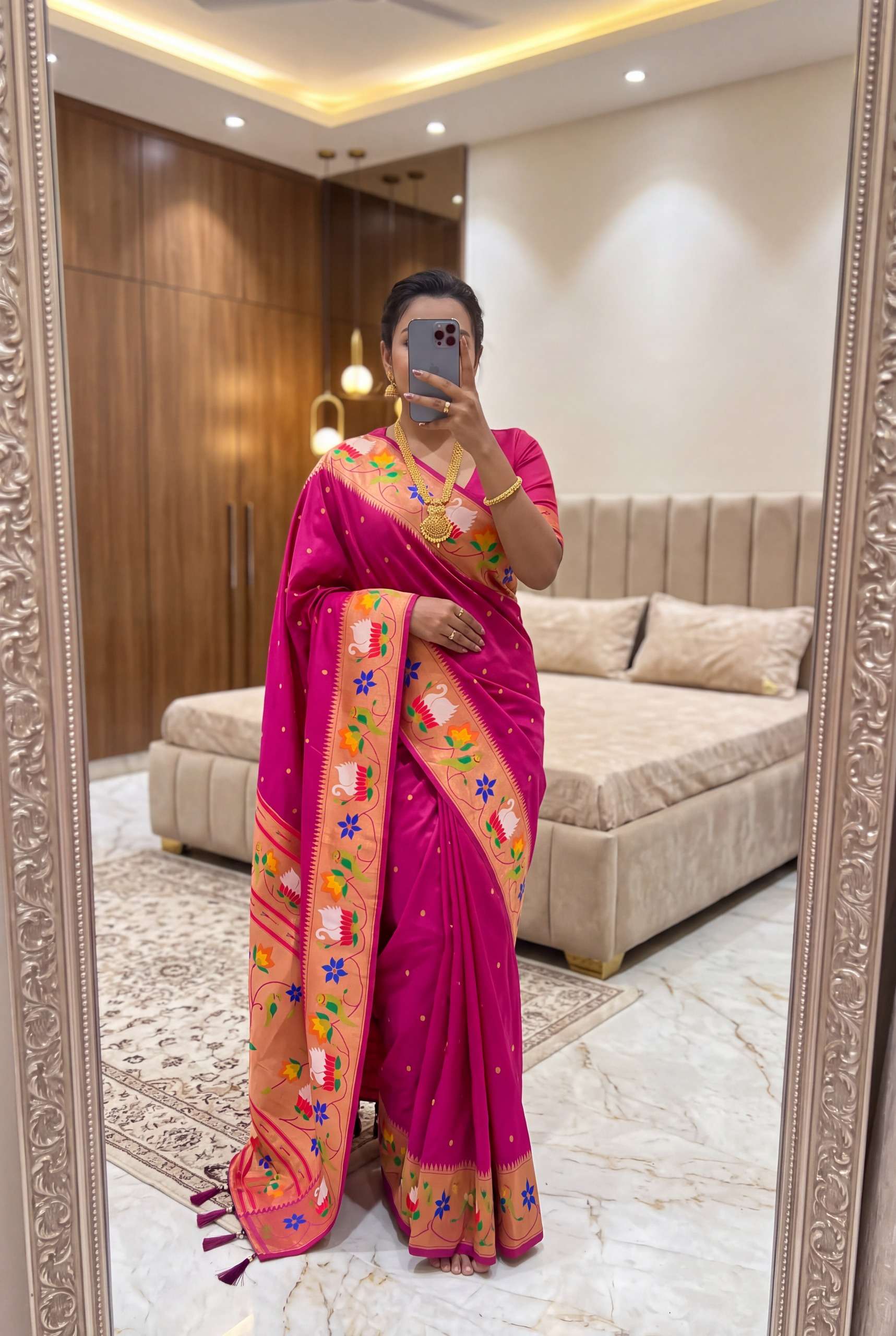 Super soft Rajhans printed beautiful Paithani Light weight  & Easy to Drape fabric saree wholesale in surat 