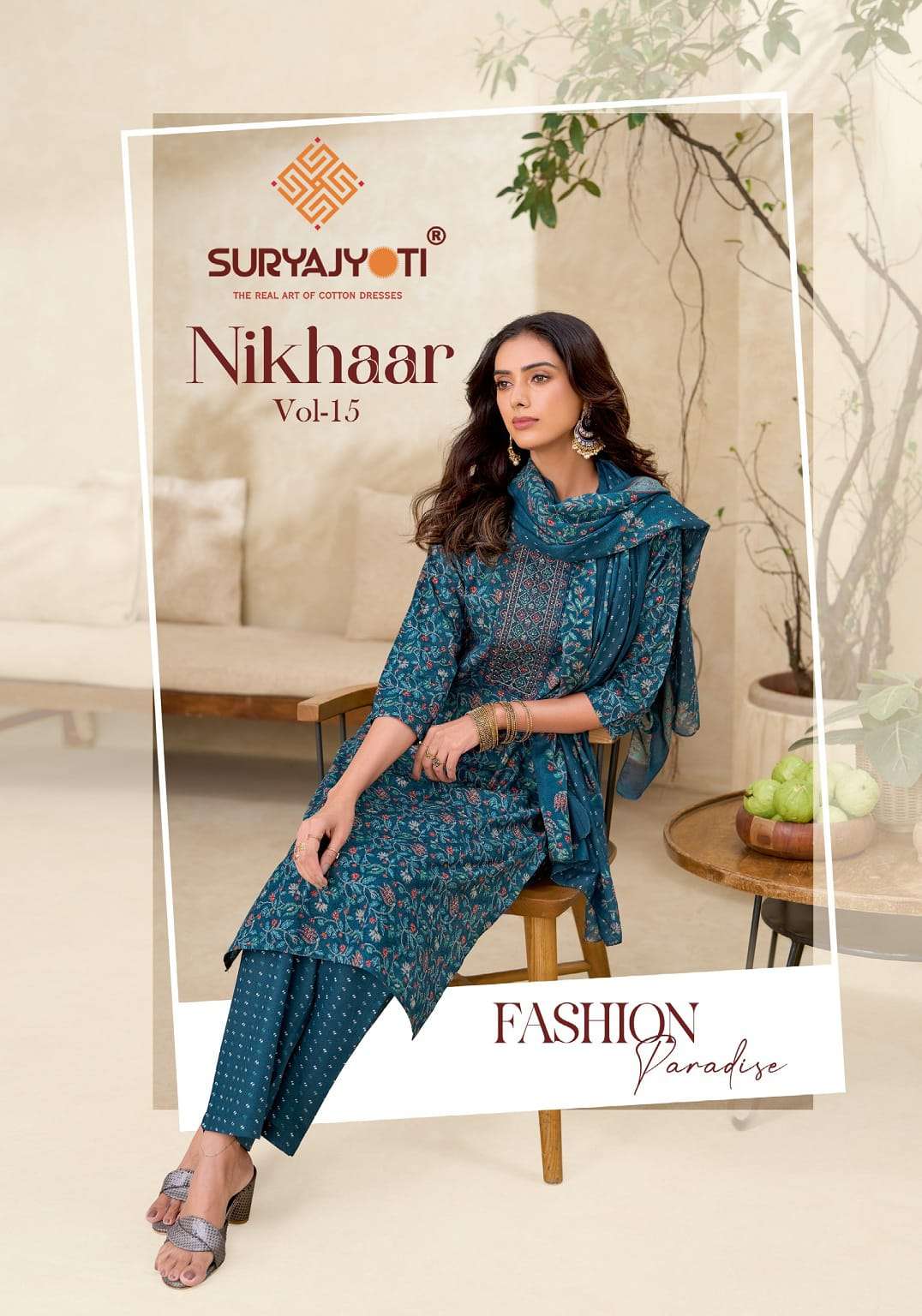 SURYAJYOTI NIKHAAR VOL 15 COTTON PRINT AND WORK SALWAR KAMEEZ COMFORT CLASSIC SUPPLIER