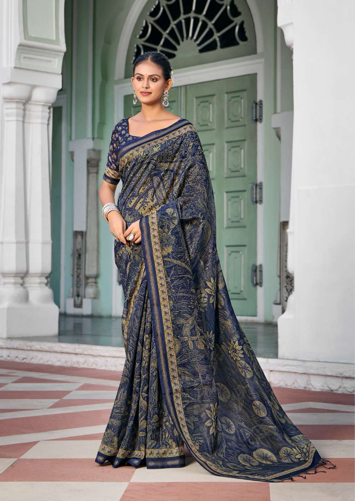  Taarni silk super Soft space silk fancy fabric with crush saree wholesale in surat