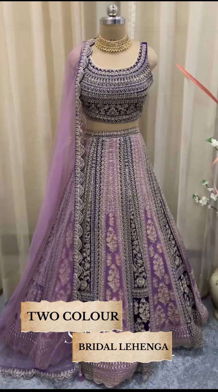 TEO BEAUTIFUL COLOUR BRIDAL WEAR HEAVY EMBROIDERY WORK ON FUAX GEORGEET FABRIC LEHENGA CHOLI SUPPLIER IN SURAT  MT 1015