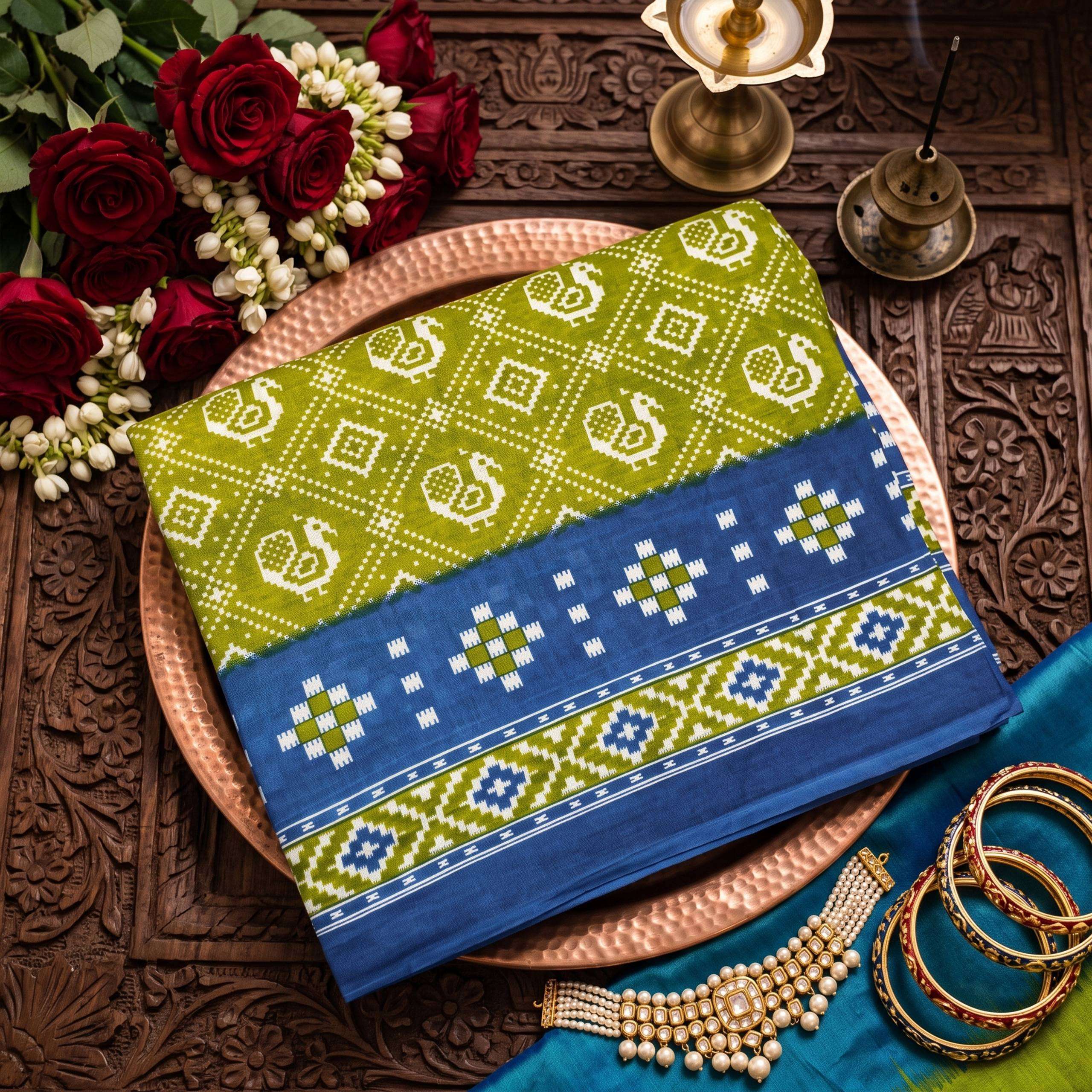 The Exquisite Patola print on cotton soft fabric Collection saree wholesale in surat
