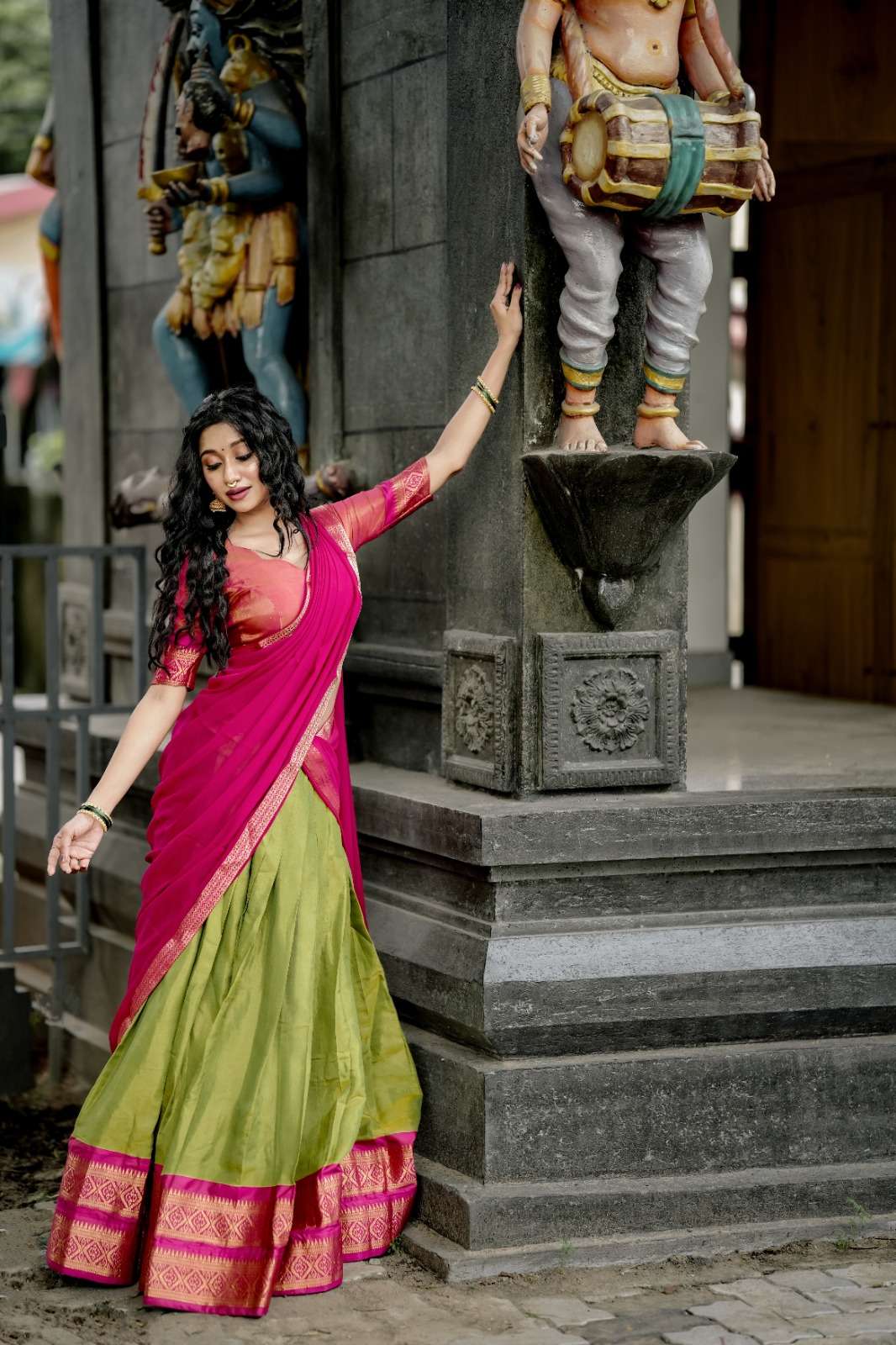  The south indian style with beautiful Kanchipuram silk lehenga choli wholesale in surat 2001