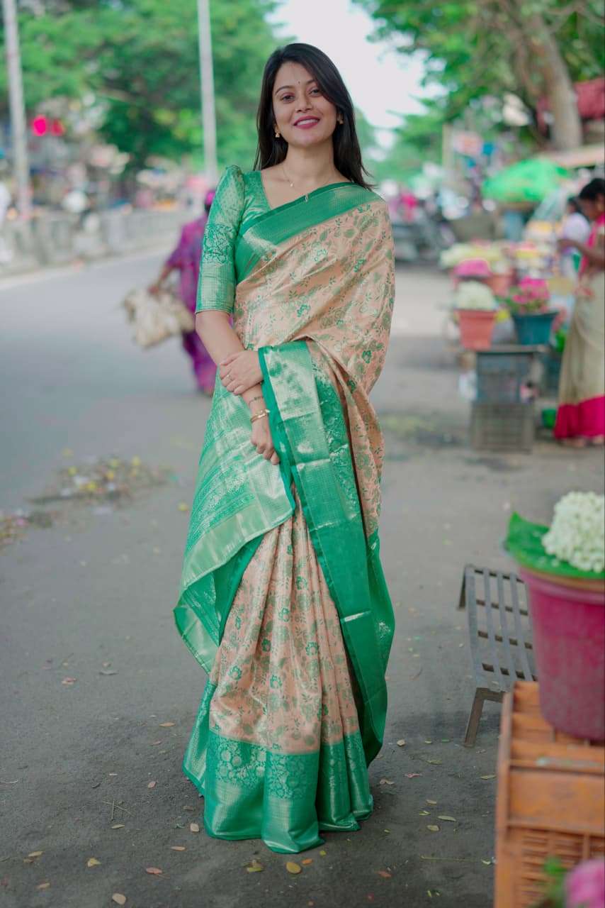  This elegant and Traditional Kanjivaram Silk fancy fabric Saree wholesale in surat bharti