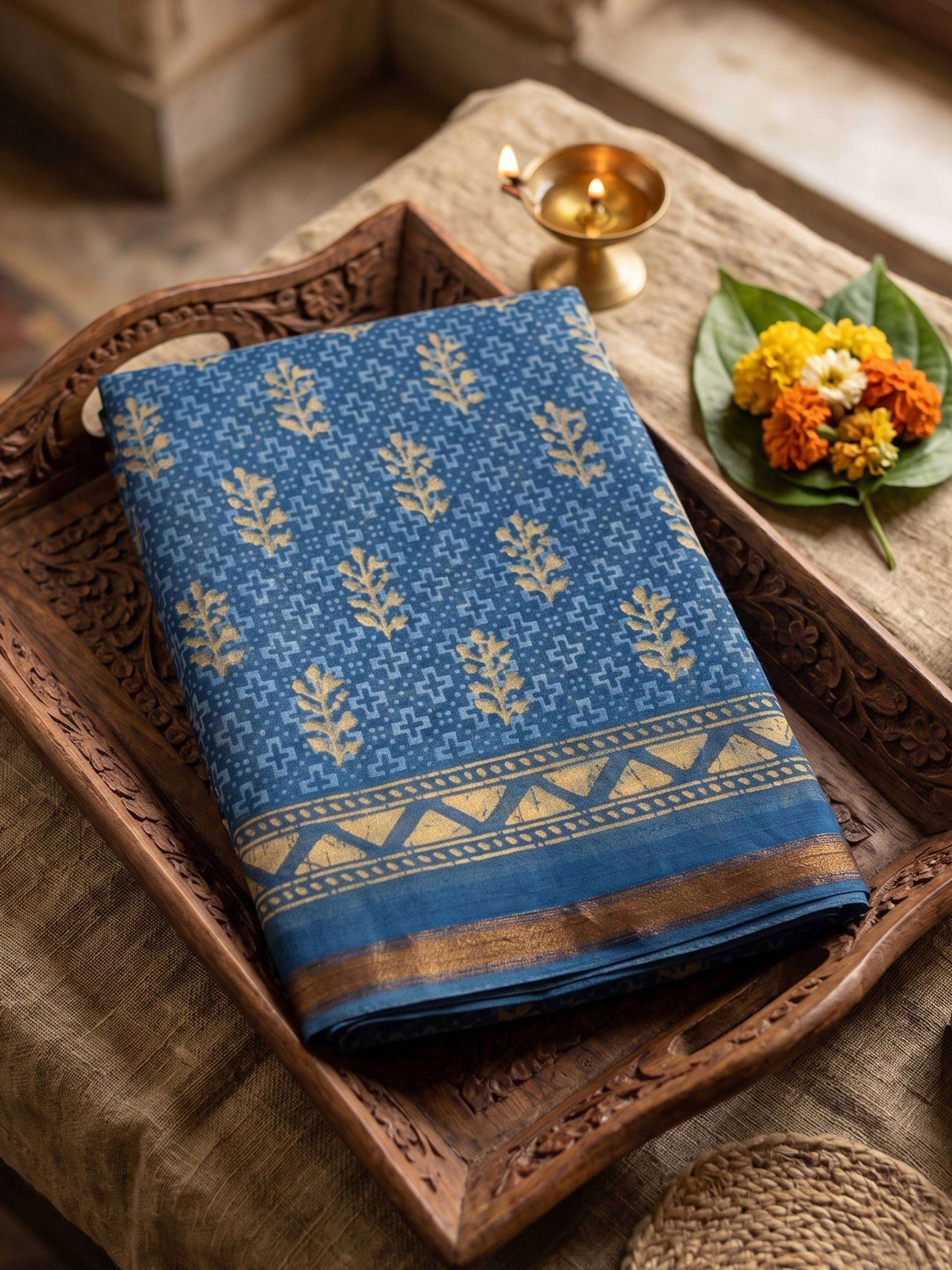 timeless and elegant block print on musiln cotton fabric sarees wholesale in surat 