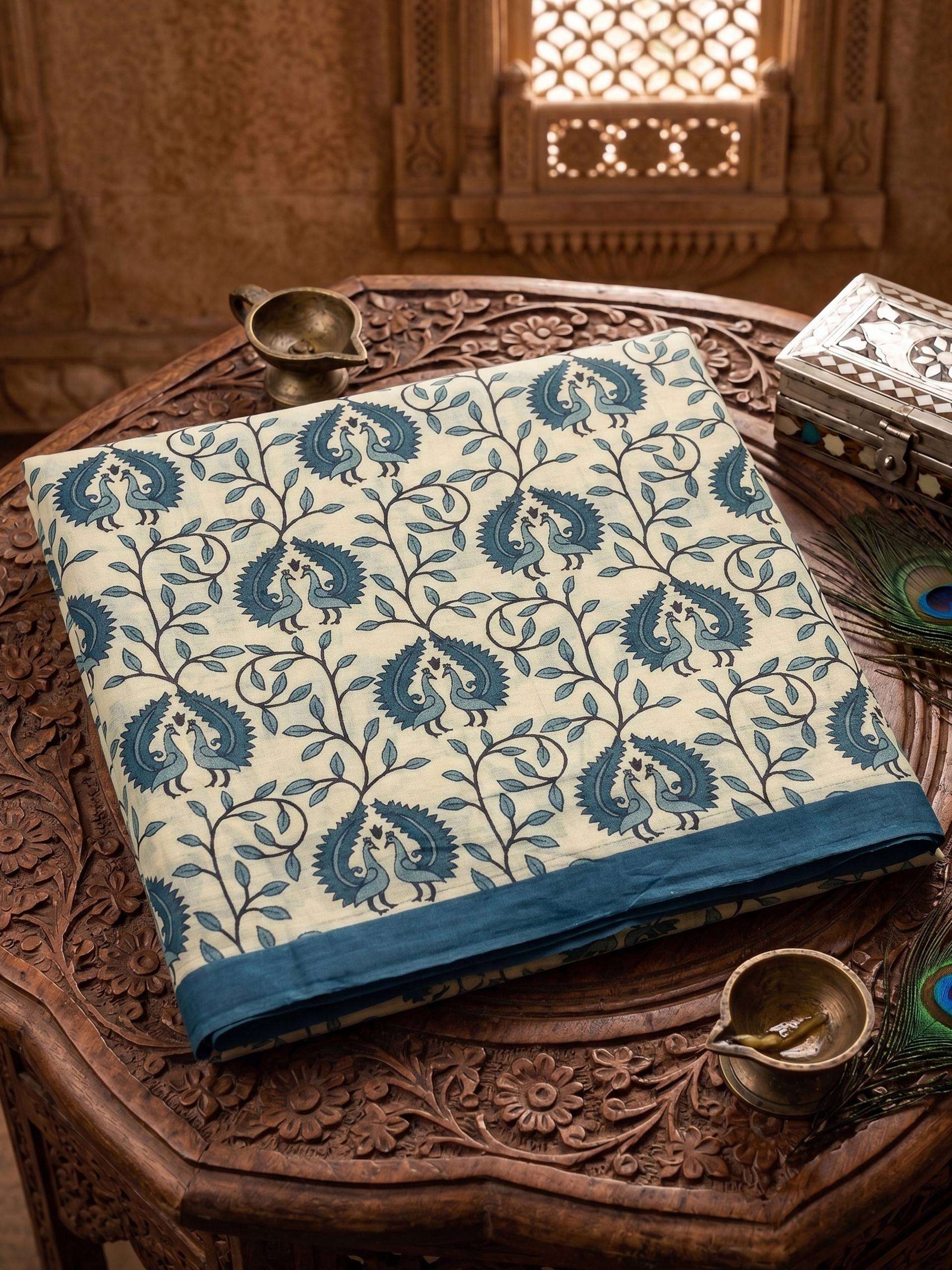  Timeless Grace premium Cotton soft fabric with Kalamkari print on saree wholesale in surat