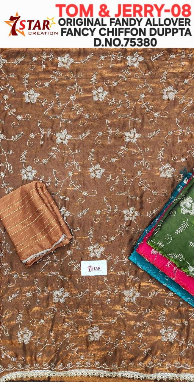 TOM & JERRY ORIGINAL FANDY ALLOVER LADIES MATERIAL SET WHOLESALER RATE IN SURAT