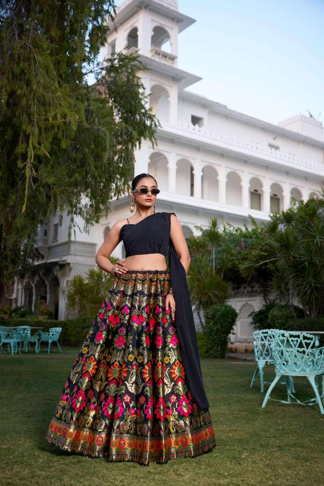  Traditional and ethereal folds of the Banarasi silk fancy fabric lehenga choli wholesale in surat 2046  2018