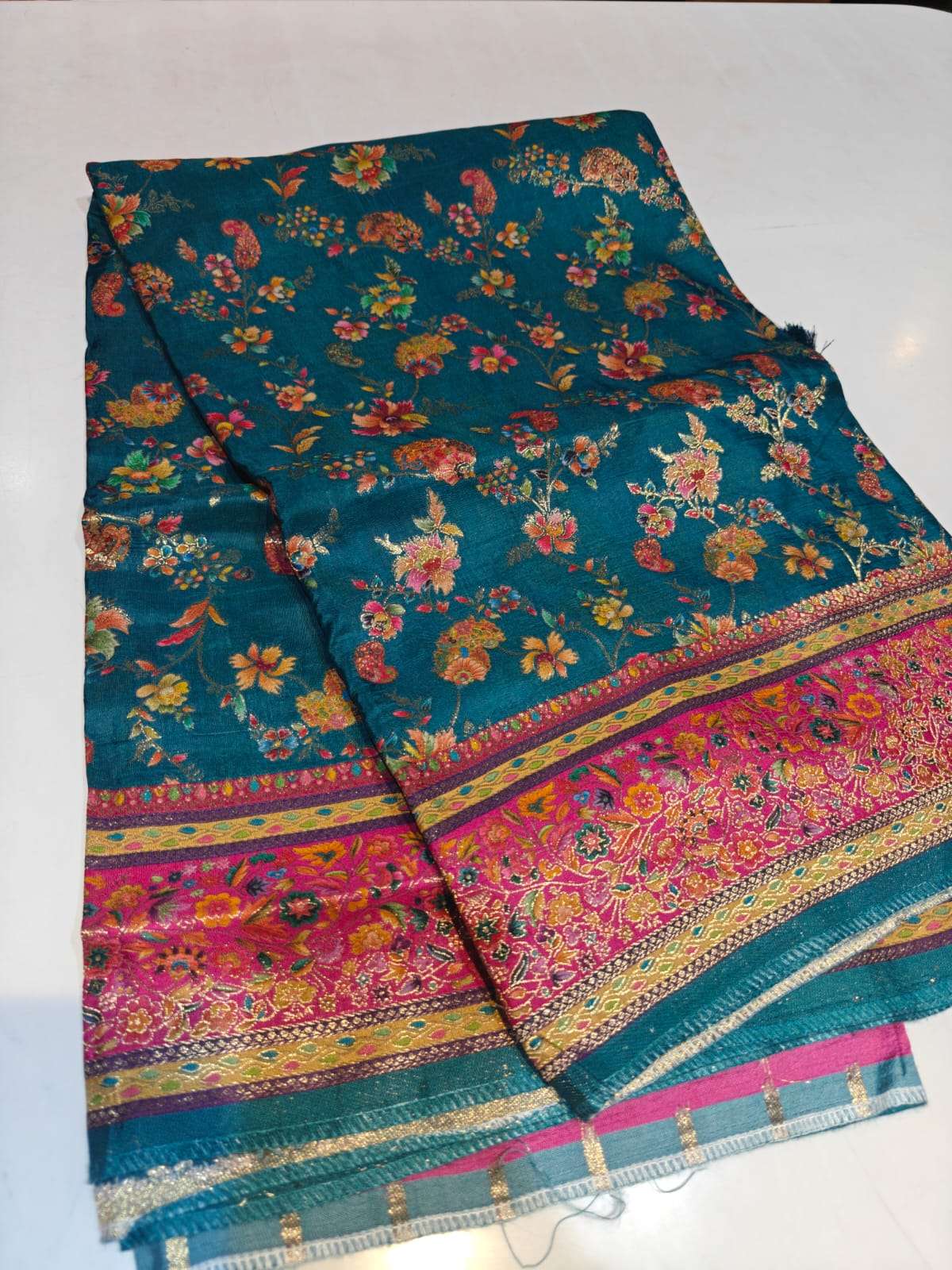 Trending Pashmina and Pure Viscous satin fabric with Position Print on saree reseller in surat