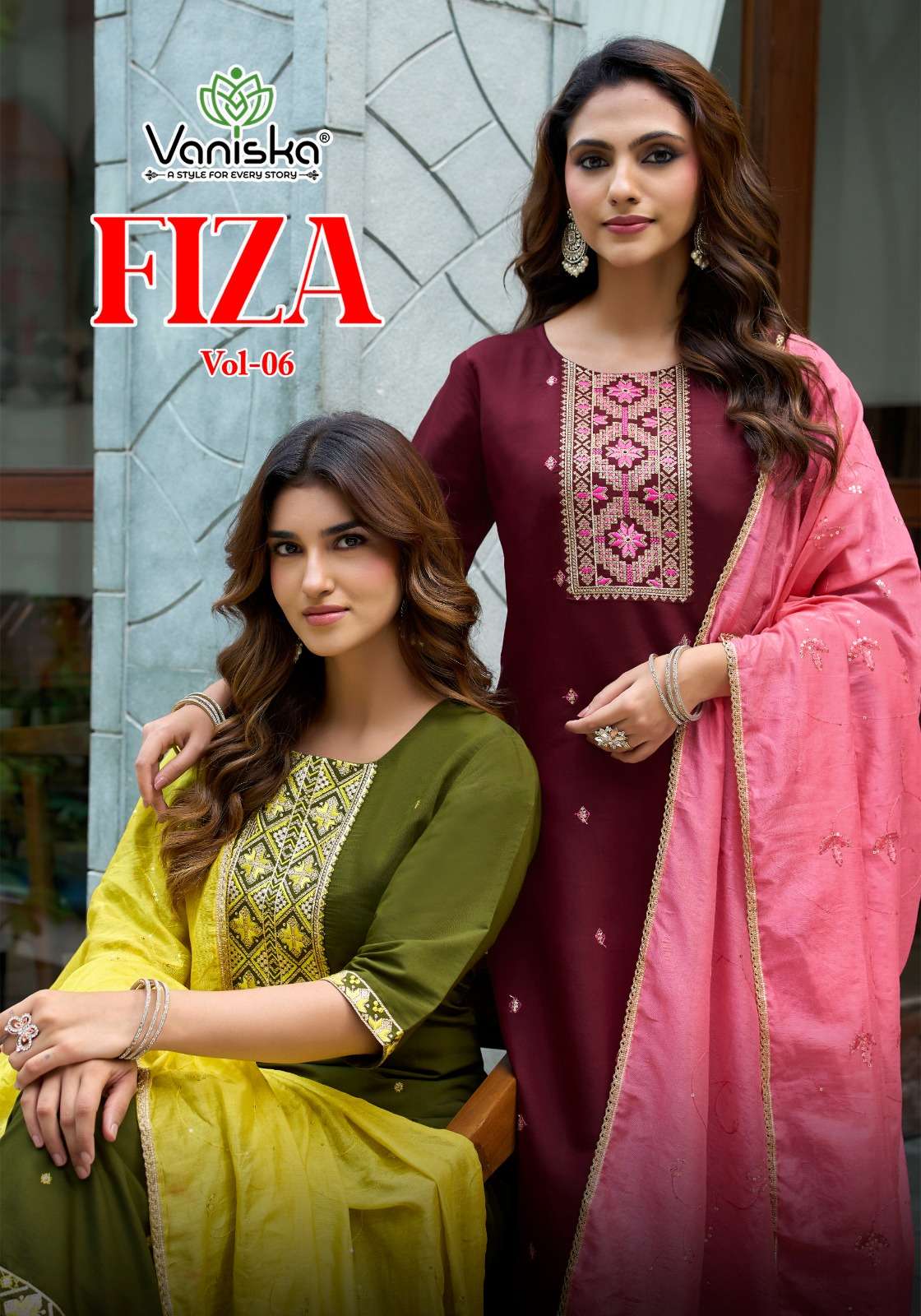 VANISKA FIZA VOL 6 NEW CATLOGE STRAIGHT KURTI WITH PANT & DUPATTA READYMADE WHOLESALER
