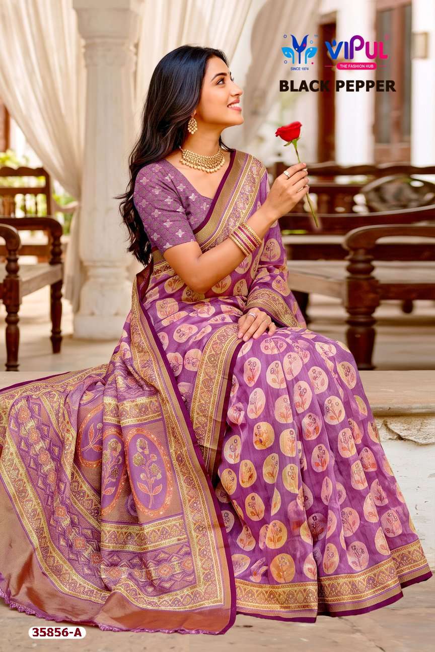 VIPUL SAREE BLACK PEPPER 35856A JAIPUR BRASSO FABRIC SAREES ...