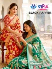 VIPUL SAREE BLACK PEPPER 35857A JAIPUR BRASSO FABRIC SAREES COLLECTION DAILY WEAR RETAILS