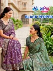 VIPUL SAREE BLACK PEPPER 35962D BRASSO FABRIC SAREES COLLECT...