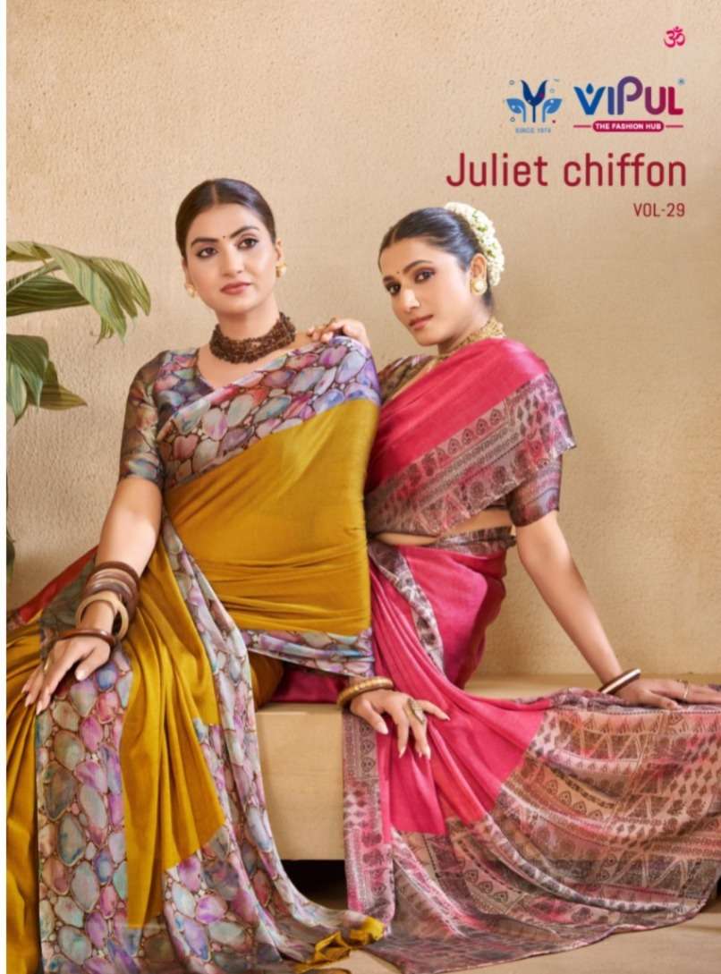 VIPUL SAREE JULIET CHIFFON VOL 29 BLACK RANGOLI FANCY AND BEAUTIFUL FABRIC SAREE WHOLESALE IN SURAT