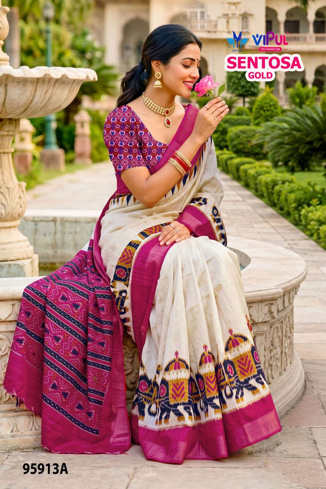 Vipul saree Sentosa gold 95913 colours super Soft and pure silk fabric saree wholesale in surat