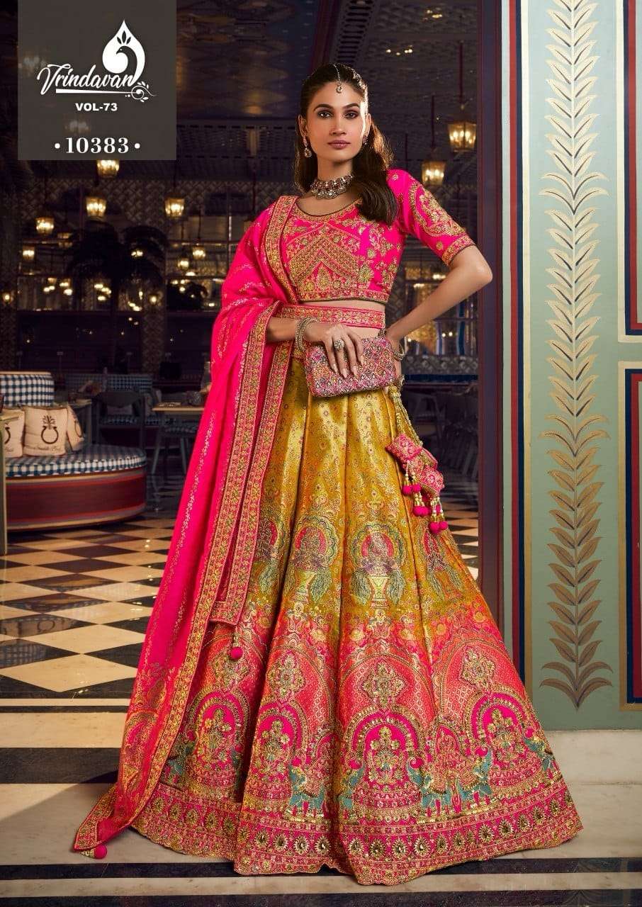 VRINDAVAN VOLUME 73 BRIDAL DESIGNER MADE OF MOSS CHIFFON FABRIC LEHENGA CHOLI RESELLER IN SURAT 
