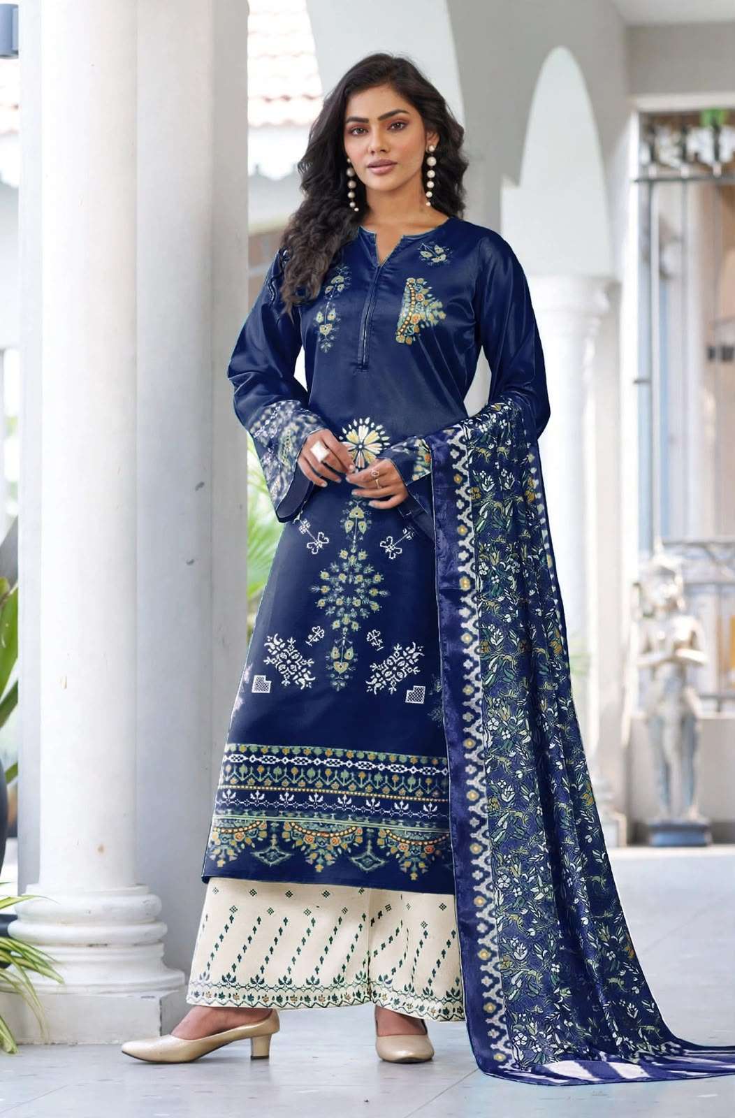 W 2146 PREMIUM ARMANI SATIN CHINON DUPATTA 3 PIECE SUIT FOR WOMEN FUNCTION WEAR BUY