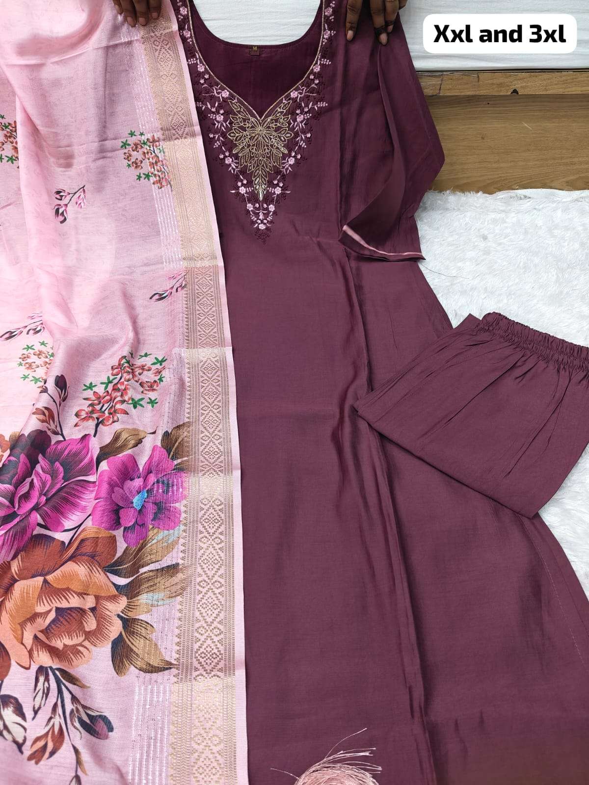 WEDDING SEASON COLLECTION CHANDERI SILK 3 PIECE SUIT STITCHE...