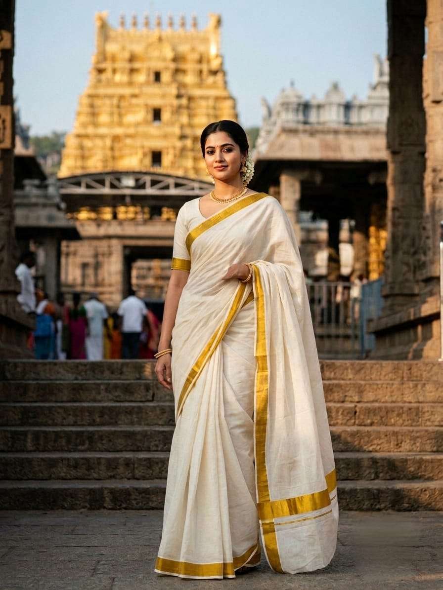 WHITE KASAVU SOUTH INDIAN WEDDING WEAR BUTTER SOFT PURE COTTON  FABRIC SAREE WHOLESALE IN SURAT