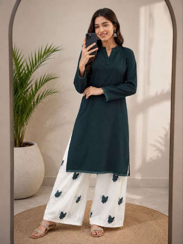 WOMEN CORD SET AT BUTTERFLY PRINT BOTTOM TREND INDIAN FASHION SURAT AF 1013