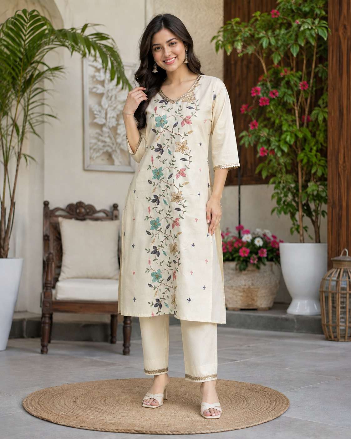 WOMENS COTTON 2 PCS SET INDO WESTERN DAILY WEAR SUMMER BEST BUY