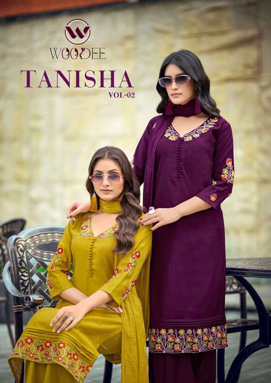 WOODEE TANISHA VOL 2 VISCOSE GADHAWAL STRAIGHT CUT SALWAR KAMEEZ NEW CLOTHING SUPPLIER
