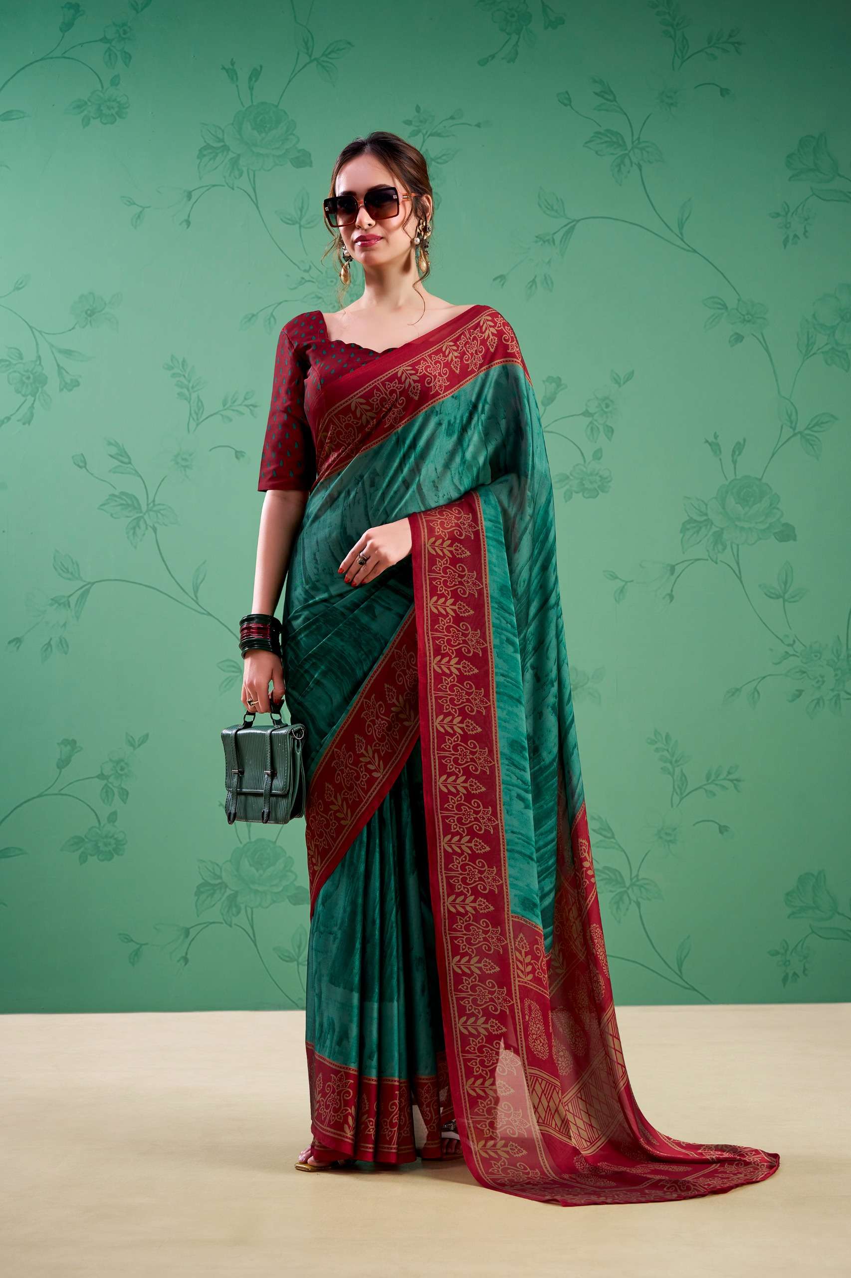 Zaria Where classic rangoli silk fabric texture meets beautifully detailed borders saree wholesale in surat 7103 