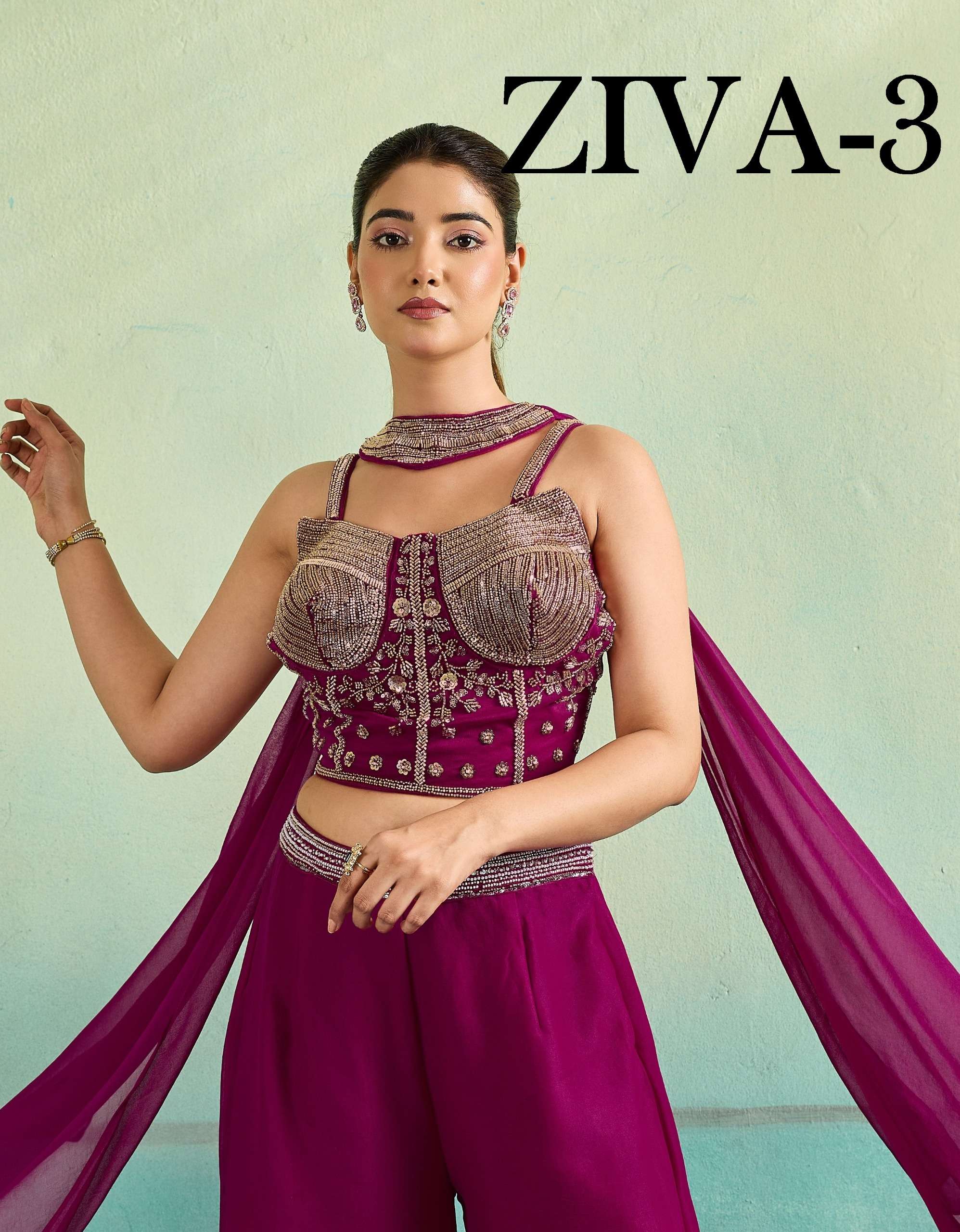 Ziva 3 Indo wester Wear party wear vibe top and Plazzo whole...