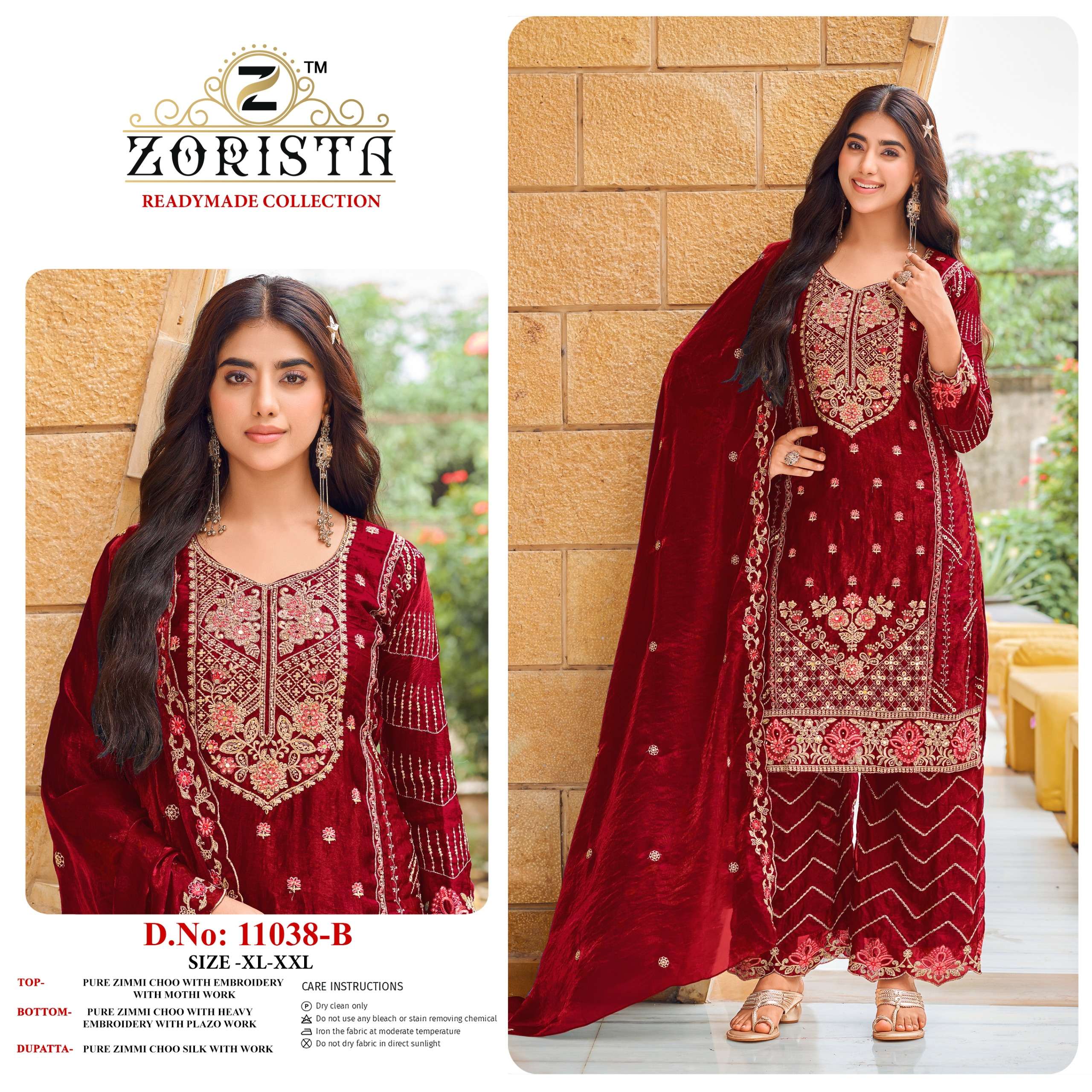 ZORISTA REDAYMADE COLLETION 11038 ZIMMI CHOO WITH MOTHIWORK SALWAR SUIT FOR SHADI INDIA DEALER