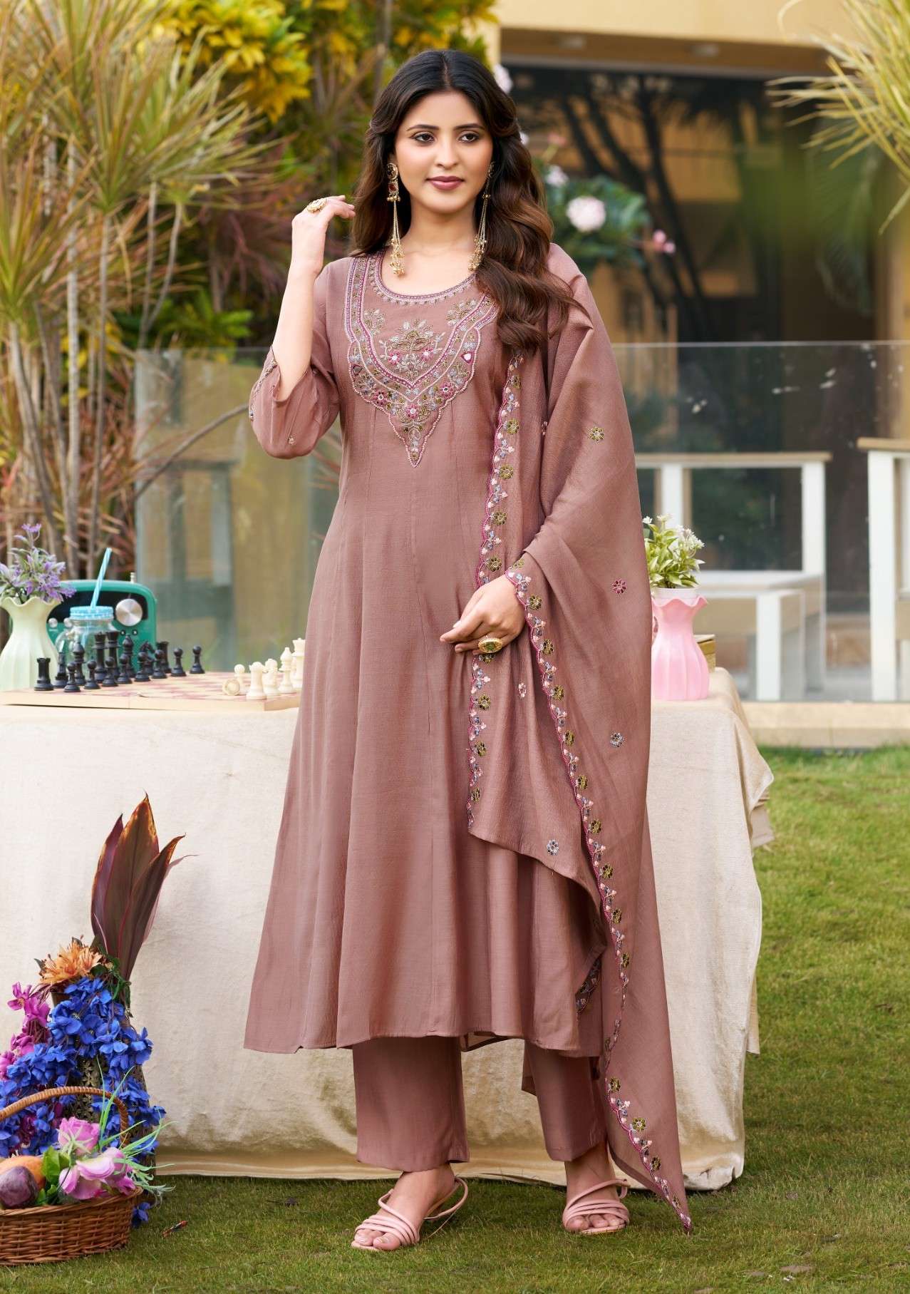 3501 TO 3503 CORAL FABRIC KURTI PALAZZO SUIT WEDDING SUIT TYPE ETHNIC SHOP