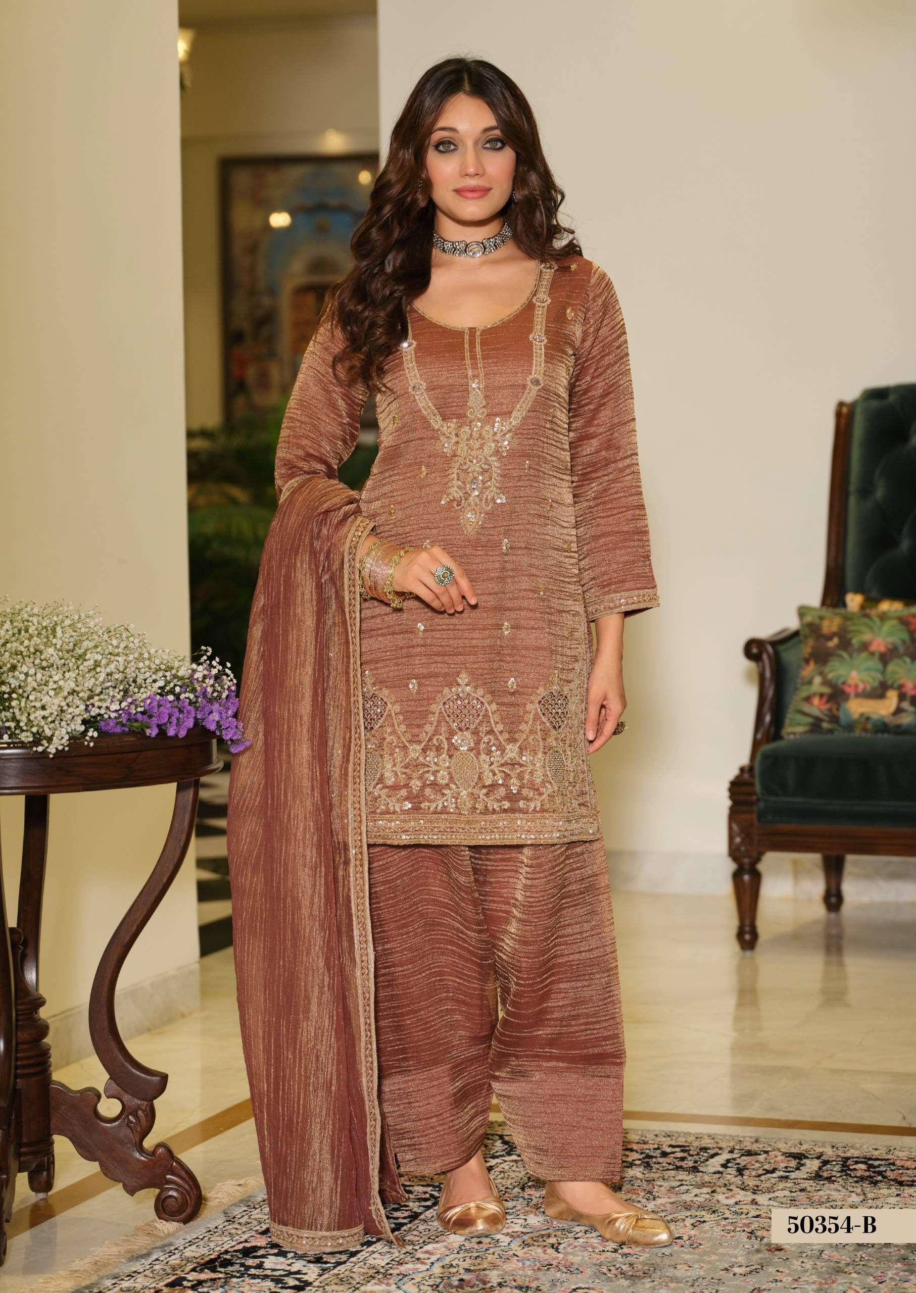 50355 FESTIVE EMBROIDERED SALSA BITS EMBROIDERY 3 PIECE SUITS LUXURY PRET INDIAN