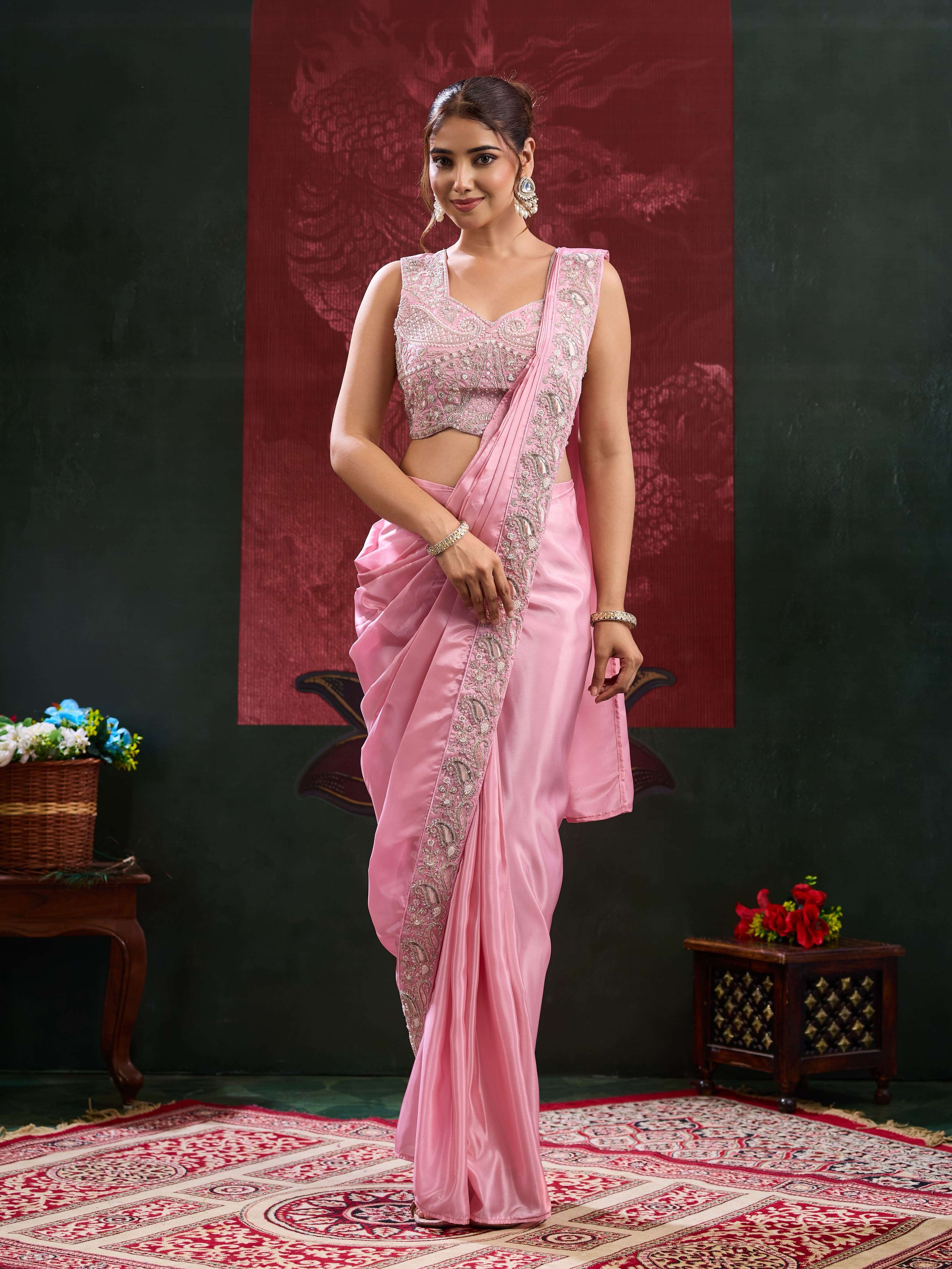  A536 READY TO WEAR SAREES CHINNON FANCY FABRIC SAREE RESELLER IN SURAT