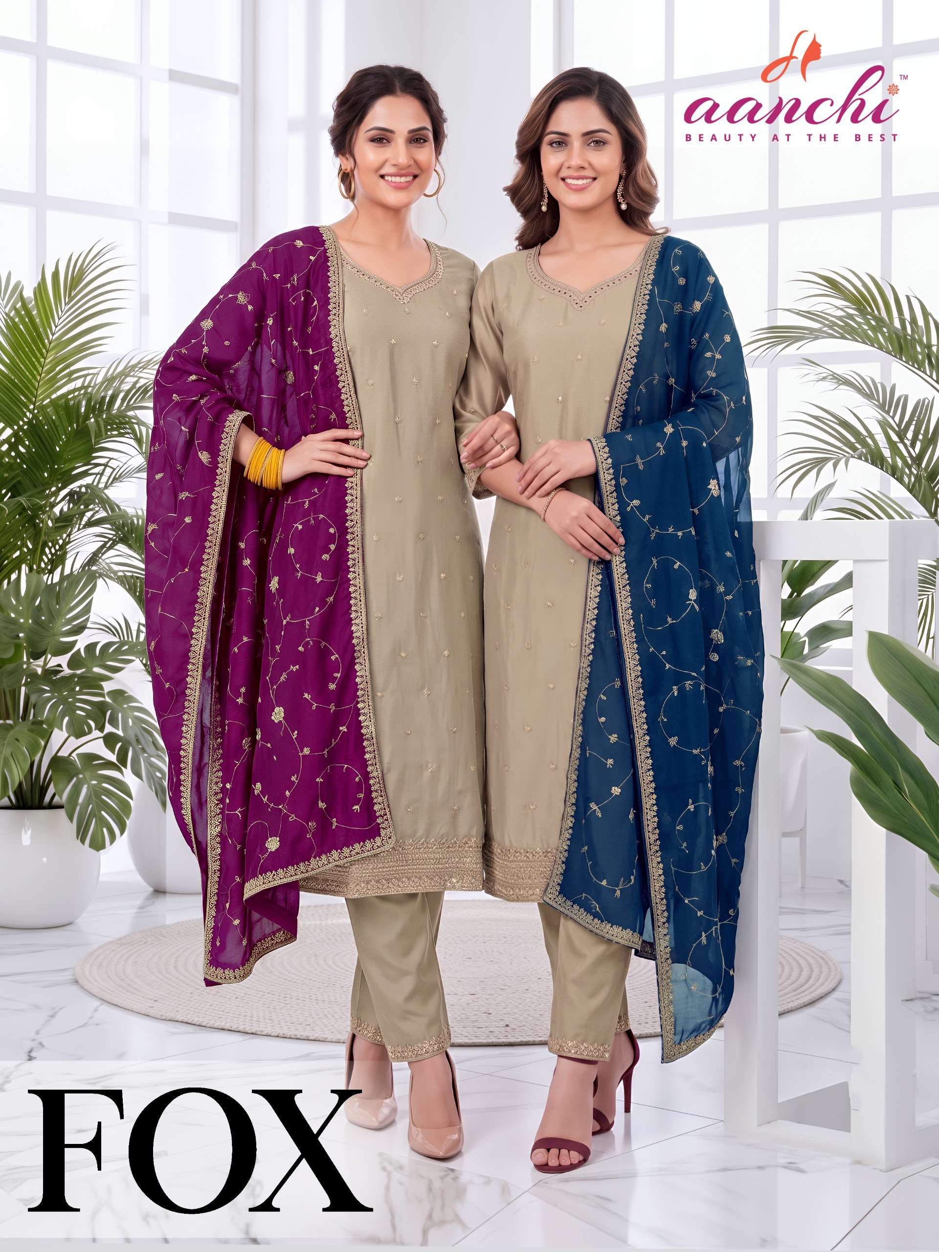 AANCHI FOX SILK FABRIC READYMADE 3 PIECE SUIT THE EVERYDAY LUXURY LAWN SUIT MOVEMENT SHOP