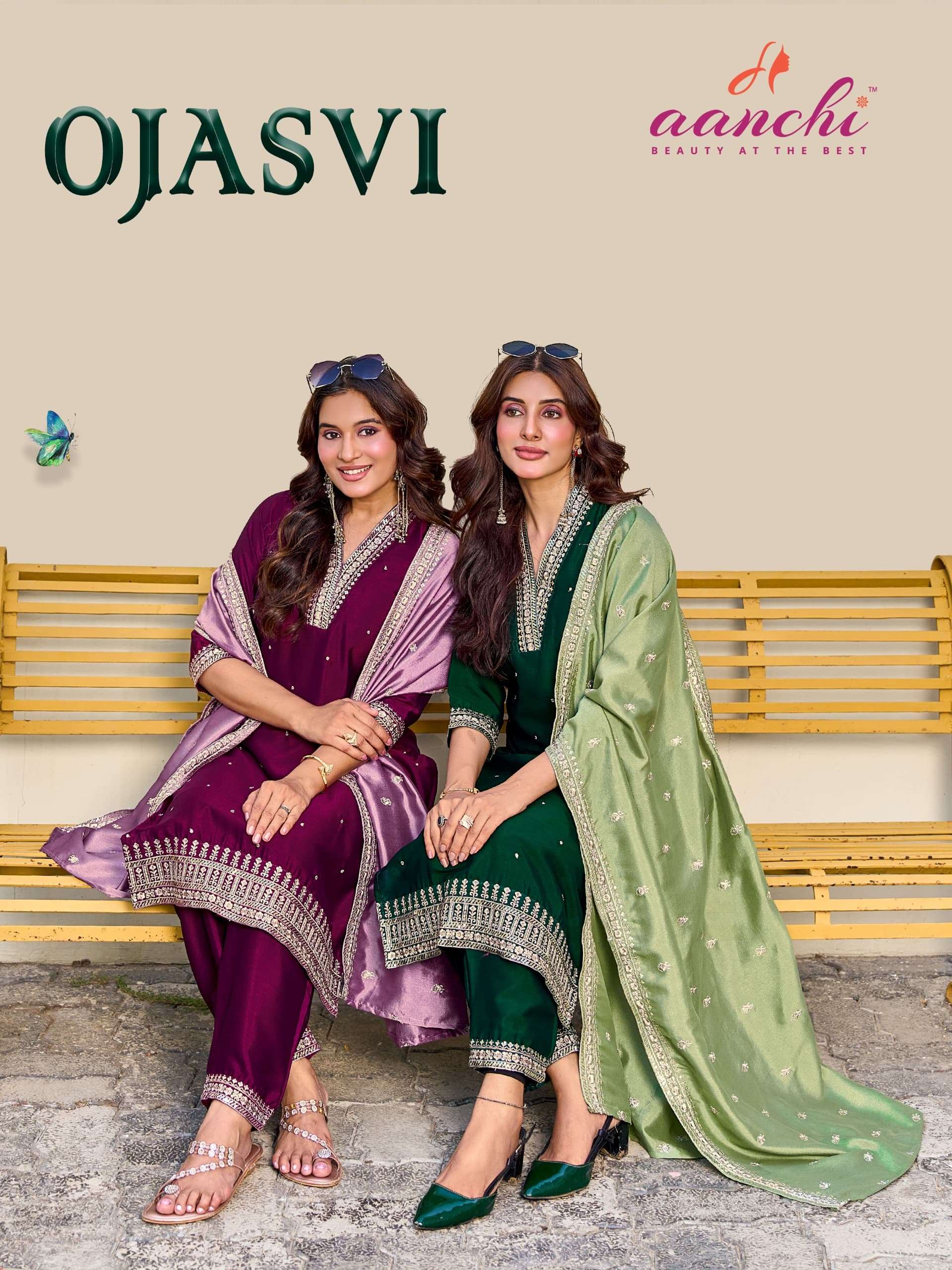 AANCHI OJASVI BRAND CRYSTAL SILK SALWAR KAMEEZ FOR WOMEN TRA...