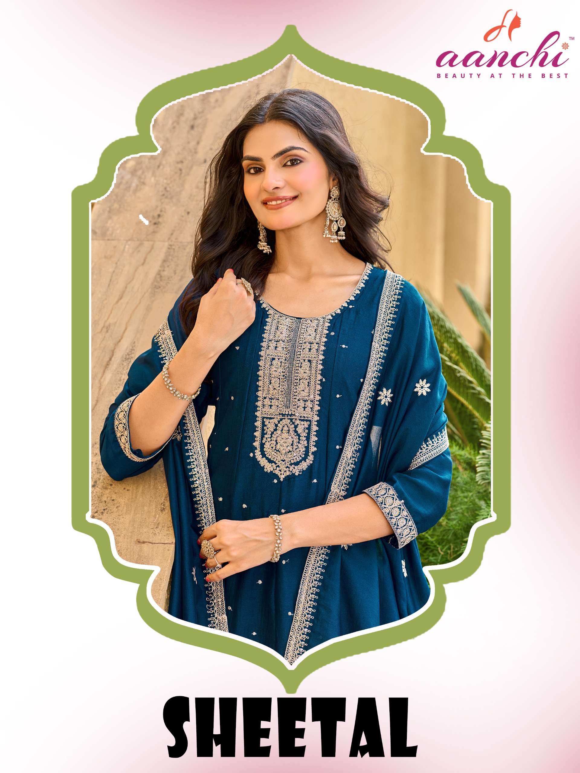 AANCHI SHEETAL VICHITRA SILK READYMADE ANARKALI SUIT FOR FUNCTION WEDDING CELEBRATIONS