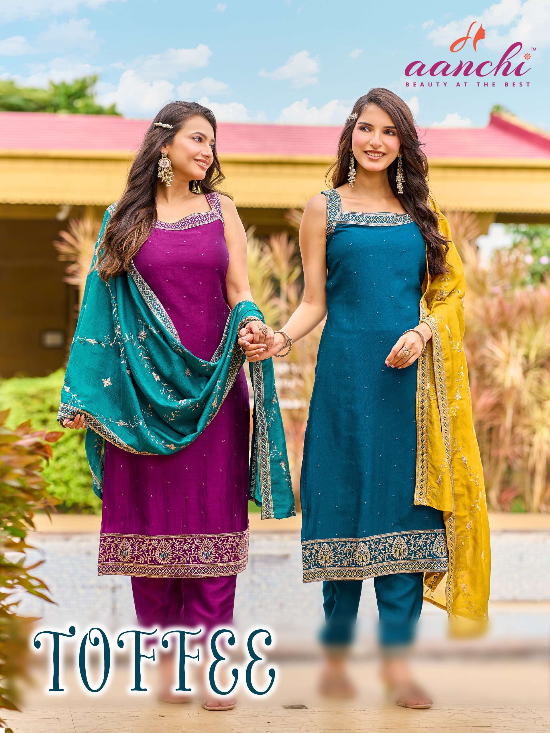 AANCHI TOFFEE VICHITRA SILK 3 PCS SPEGHETTI GENERATIONAL HANDLOOM OR TRADITIONAL CRAFT