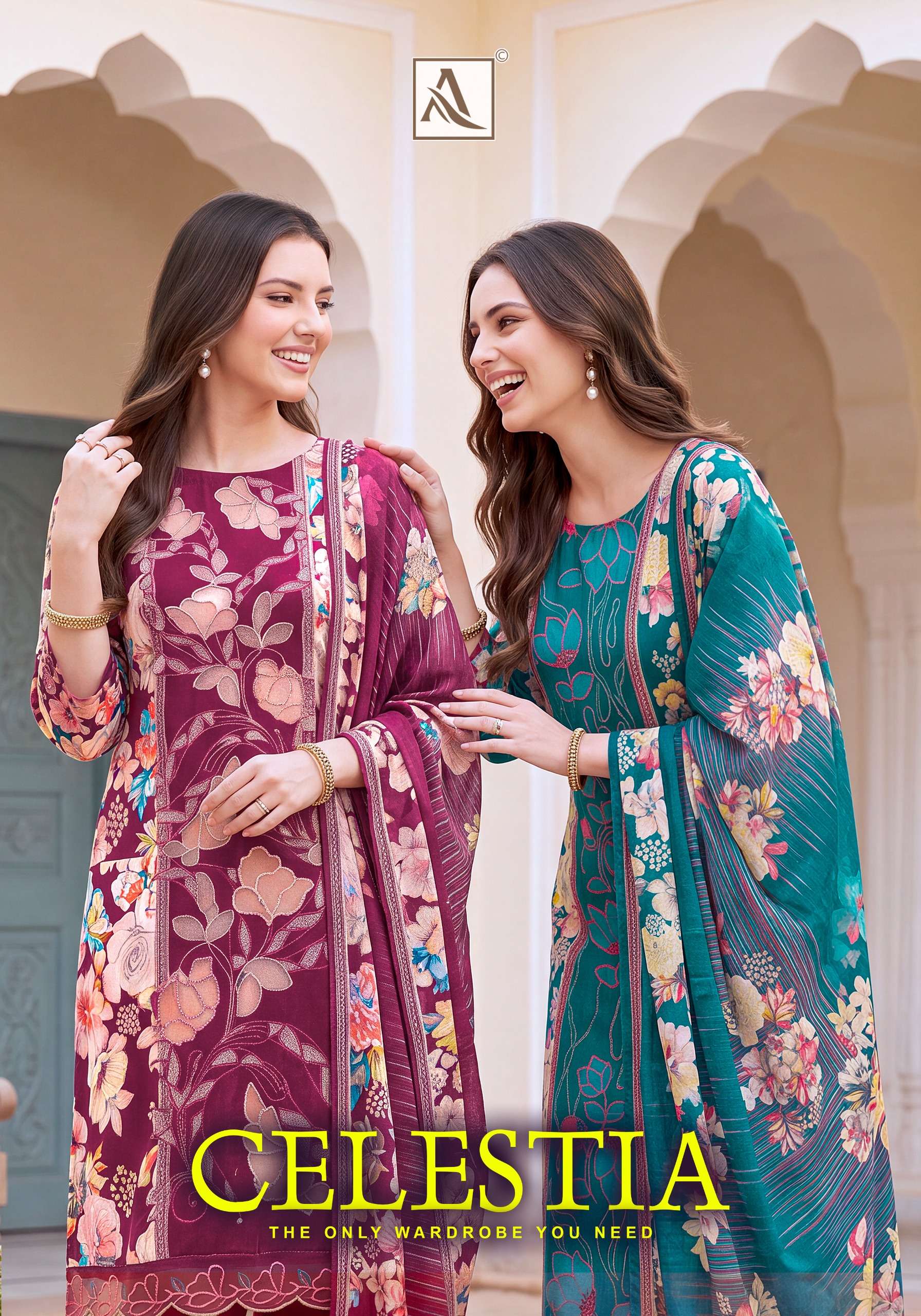 ALOK SUIT CELESTIA MASLIN DIGITAL FANCY EPLIC WORK SALWAR SUIT DAILY WEAR SUPPLIER