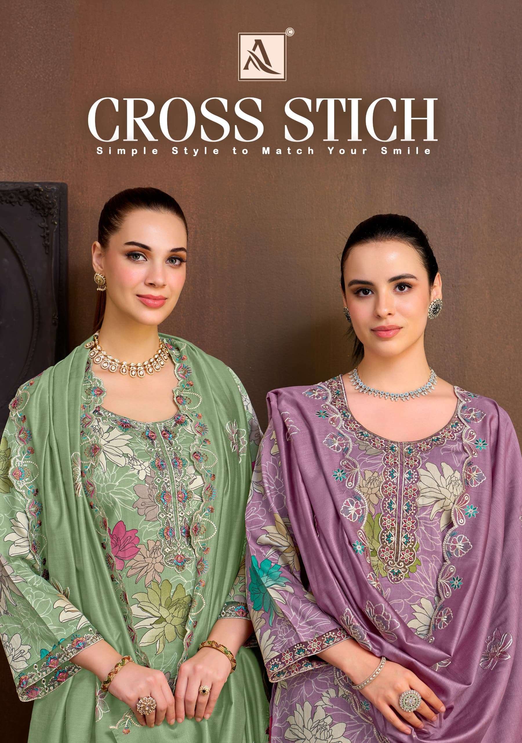 ALOK SUIT CROSS STITCH ZAM COTTON PRINT SALWAR KAMEEZ SUIT WHOLESALER SHOP