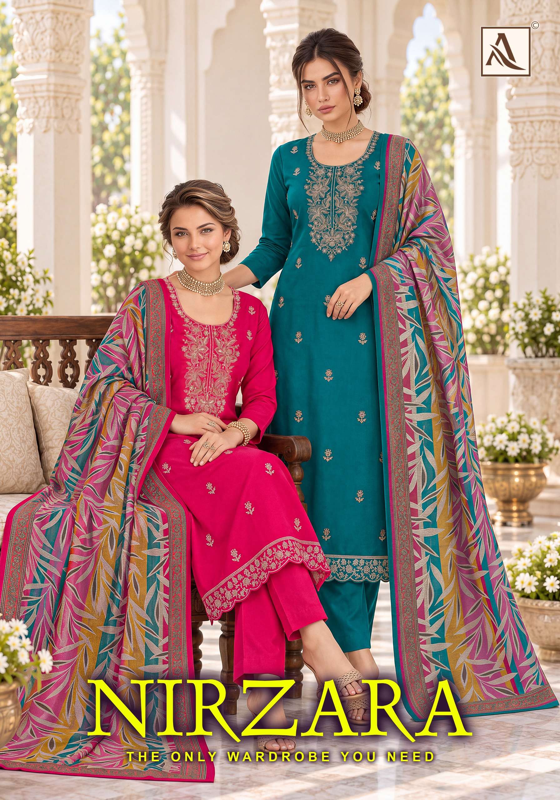ALOK SUIT NIRZARA ZAM DYED EXCLUSIVE WORK SALWAR SUIT CASUALS LUXURY LAWN SERIES SHOP