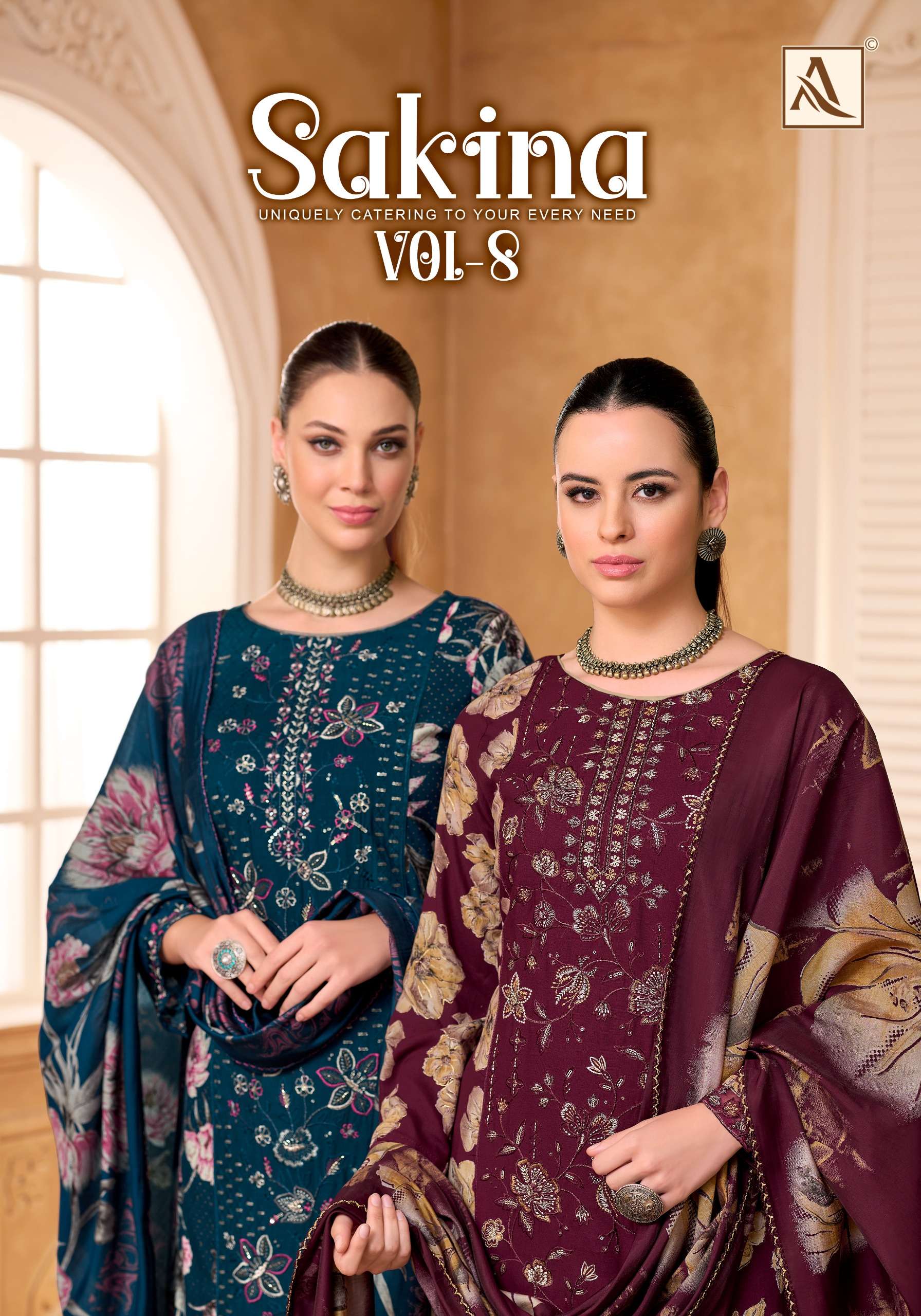 ALOK SUIT SAKINA VOL 8 RAYON FOIL PRINT FANCY WORK SALWAR SUIT AT WHOLESALER GUJARAT
