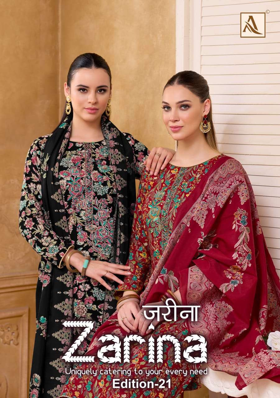ALOK SUIT ZARINA VOL 21 REYON GOLD PRINT SWAROVSKI DIAMOND SUIT FOR WOMEN DEALER