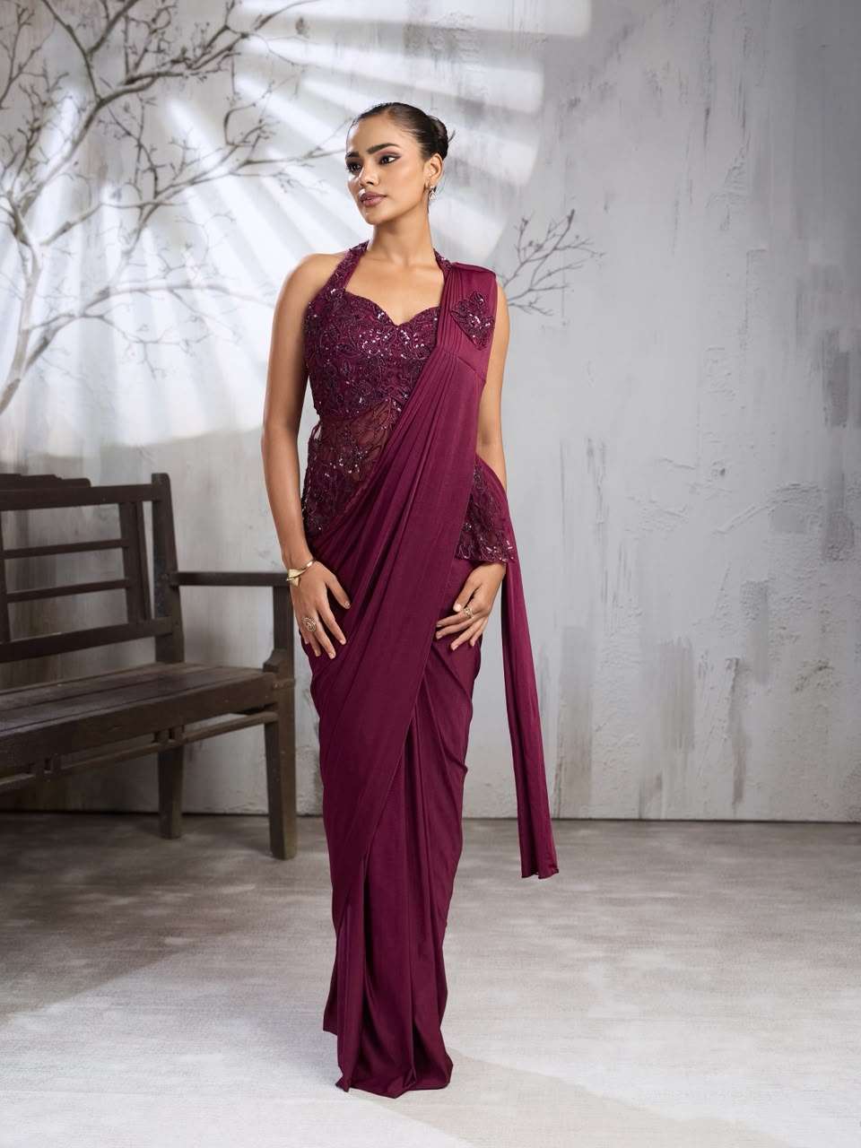 Amoha 102440 Ready To Wear Saree super soft Important Lycra fancy fabric supplier in surat
