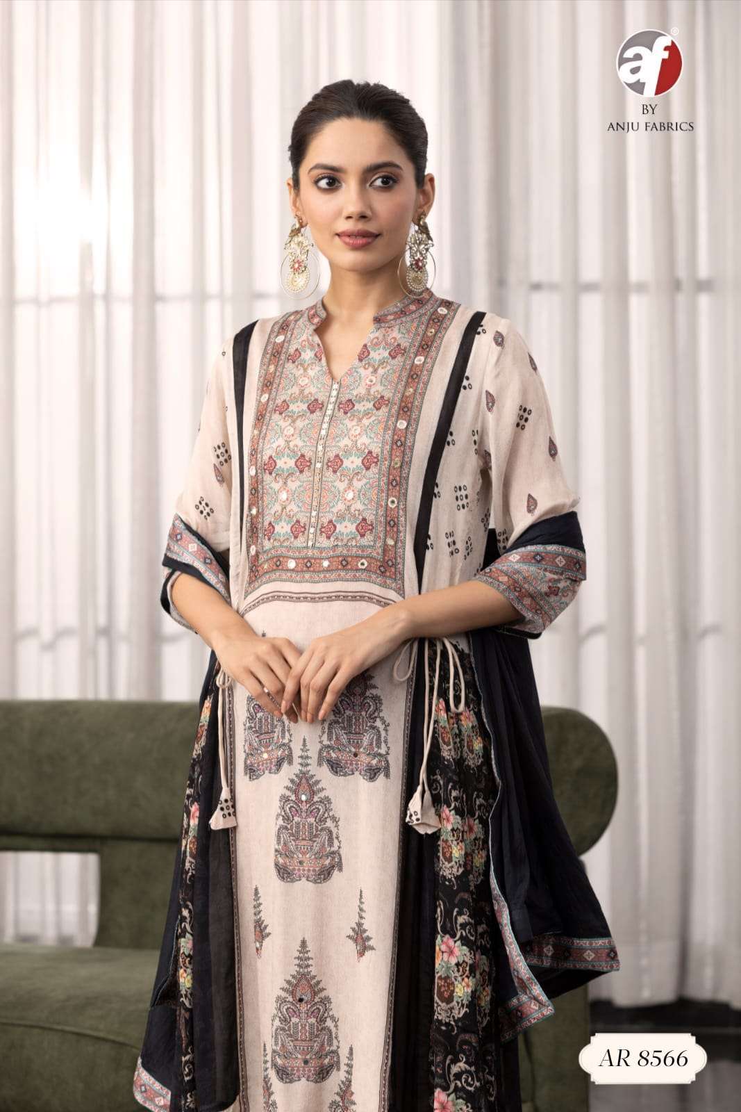 ANJU FABRICS AR 8566 CHINNON CHIFFON DESIGNER GOWN WITH DUPATTA WHOLESALER SHOP