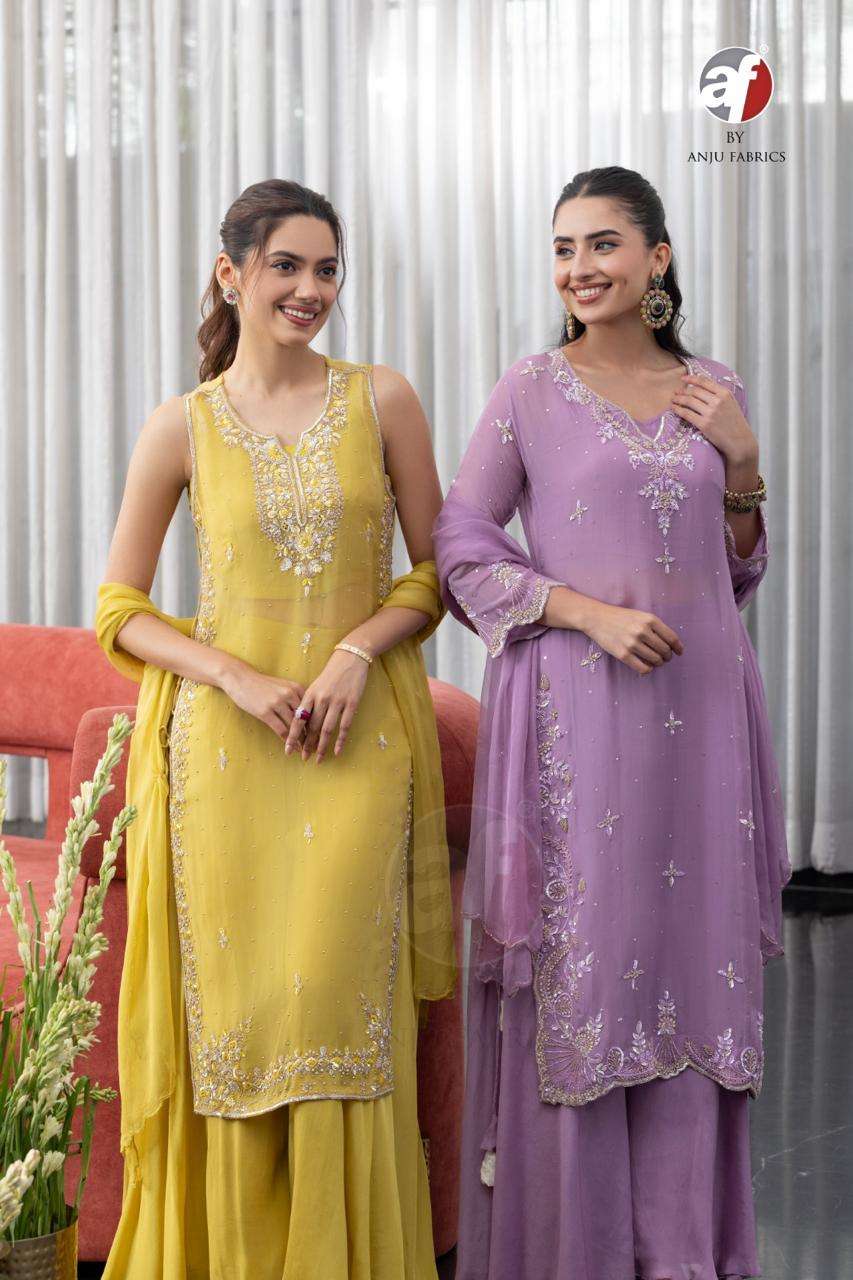 ANJU FABRICS B 3933 ORGANZA KURTI DIVIDER WITH DUPATTA DUPATTA CELEBRATION DEALER