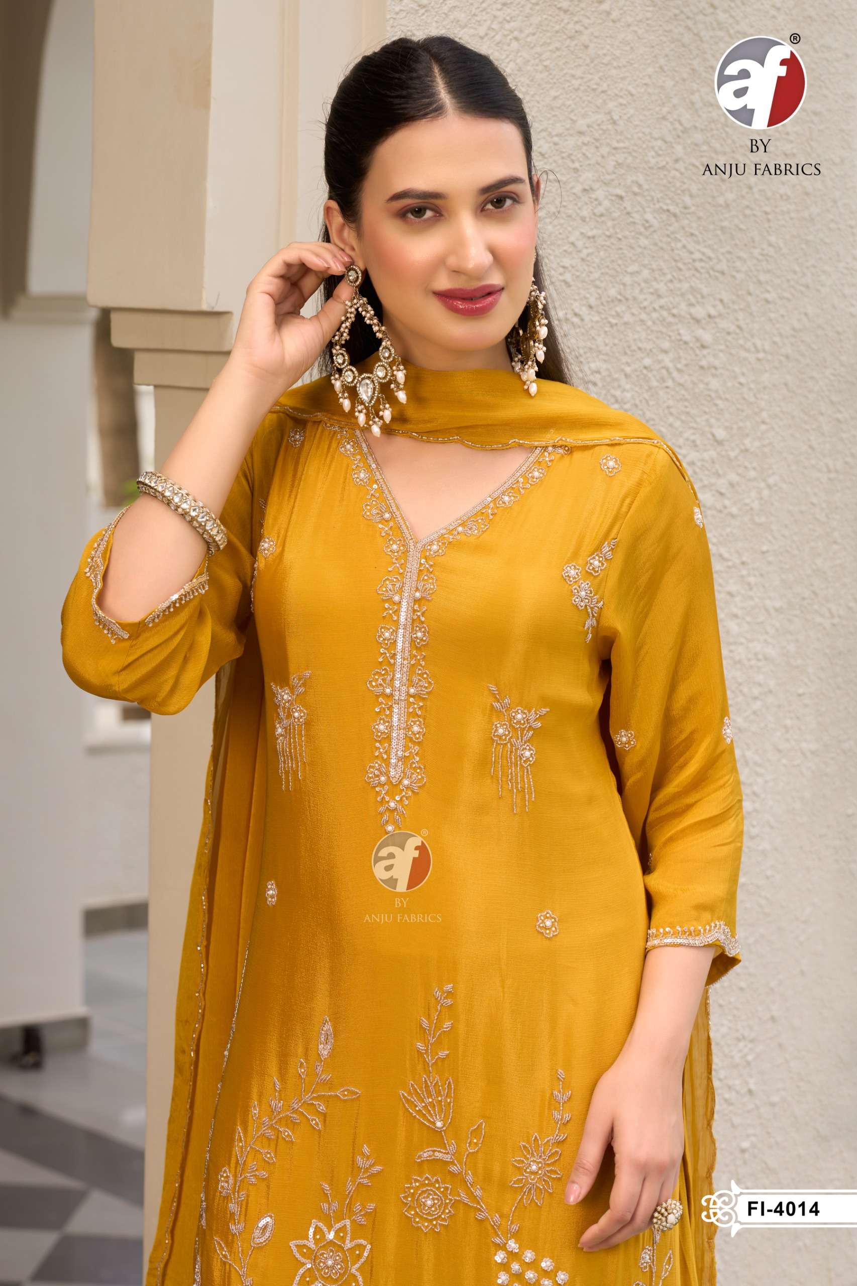 ANJU FABRICS FI 4014 KURTI PLAZZO WITH DUPATTA TRADITION MEE...