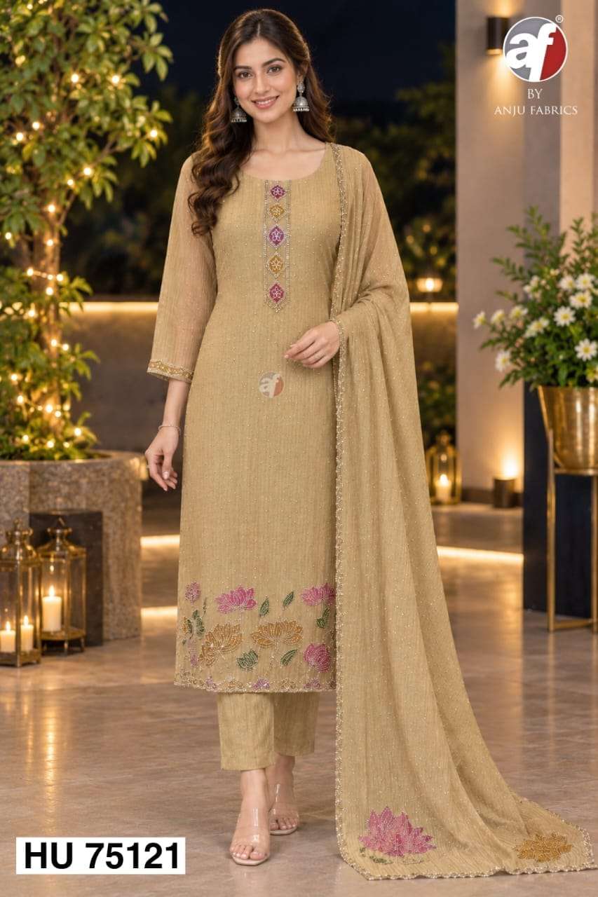 ANJU FABRICS HU 75121 SPIDER FABRIC KURTI PANT WITH DUPATTA READYMADE FESTIVE WEAR 